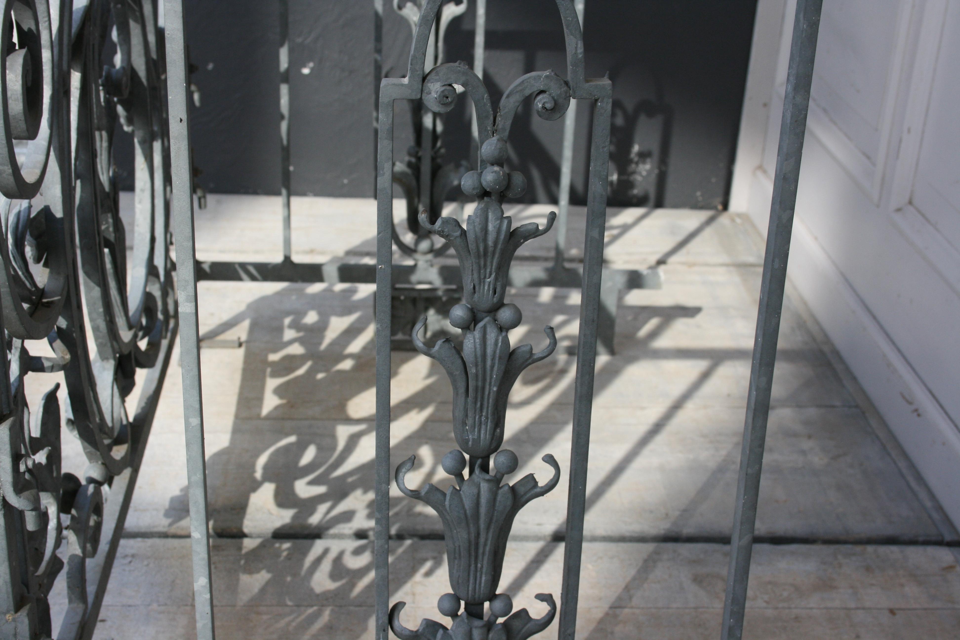 Antique Wrought Iron Balcony Railing, French 1