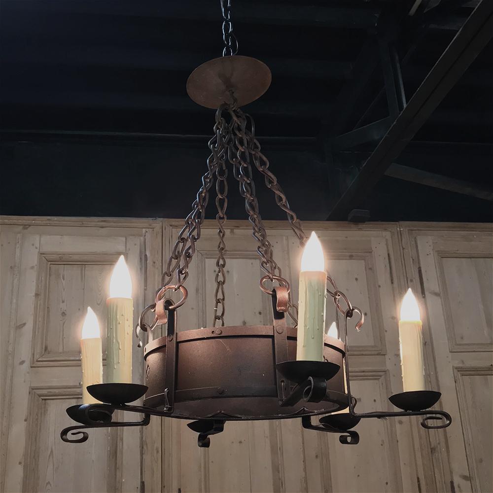 20th Century Antique Wrought Iron Chandelier For Sale