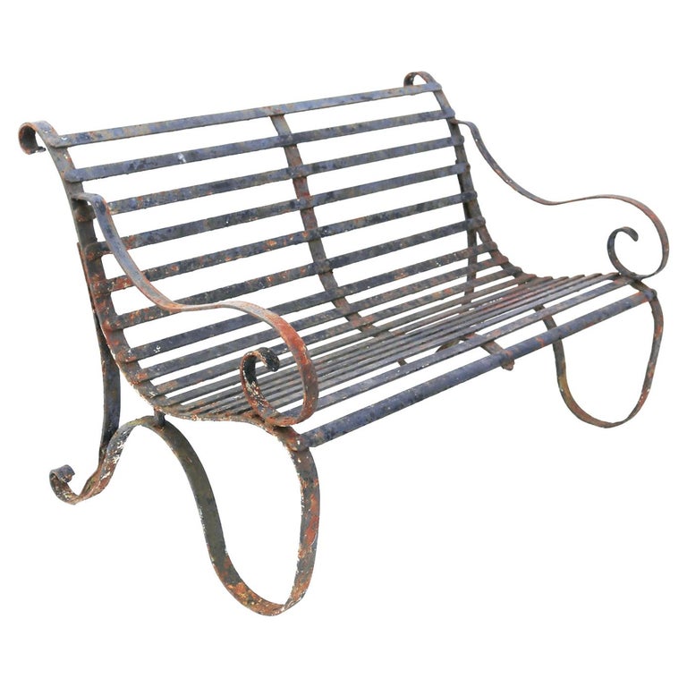Antique Wrought Iron Court Yard Bench For Sale at 1stDibs | wrought iron  bench seat, vintage wrought iron bench, vintage wrought iron bench for sale