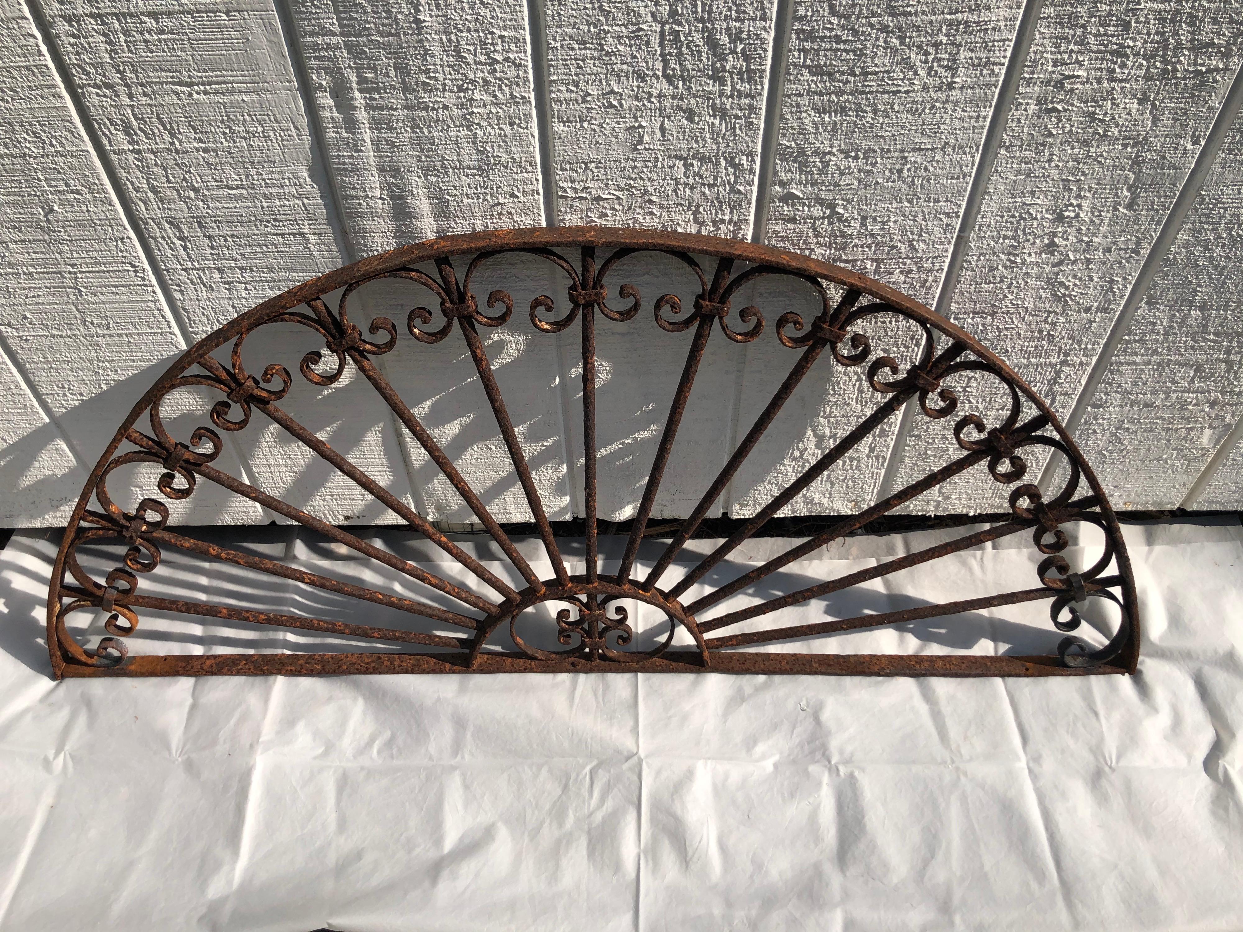 Antique Wrought Iron Decorative Transom For Sale 6