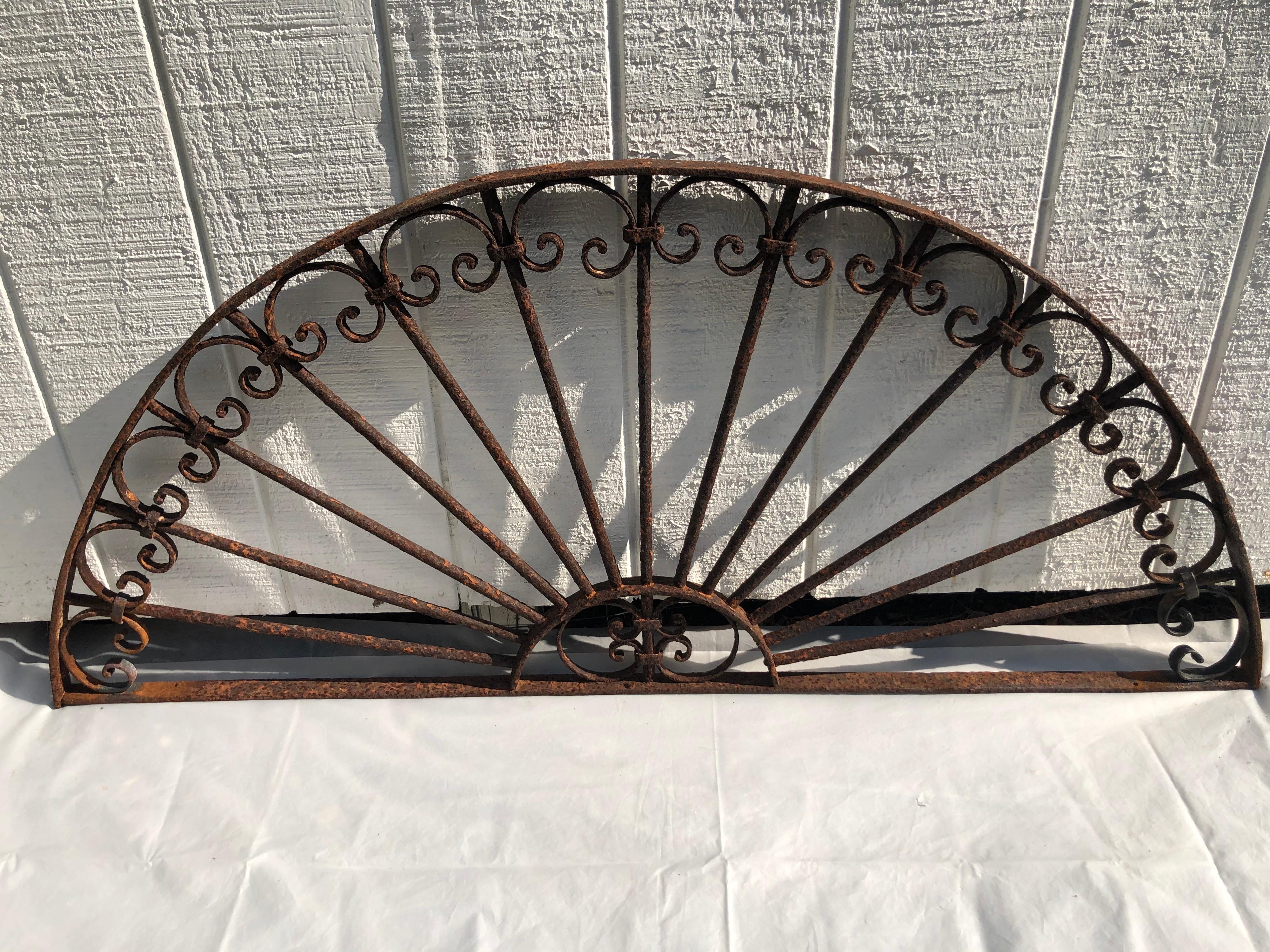 Antique Wrought Iron Decorative Transom For Sale 8