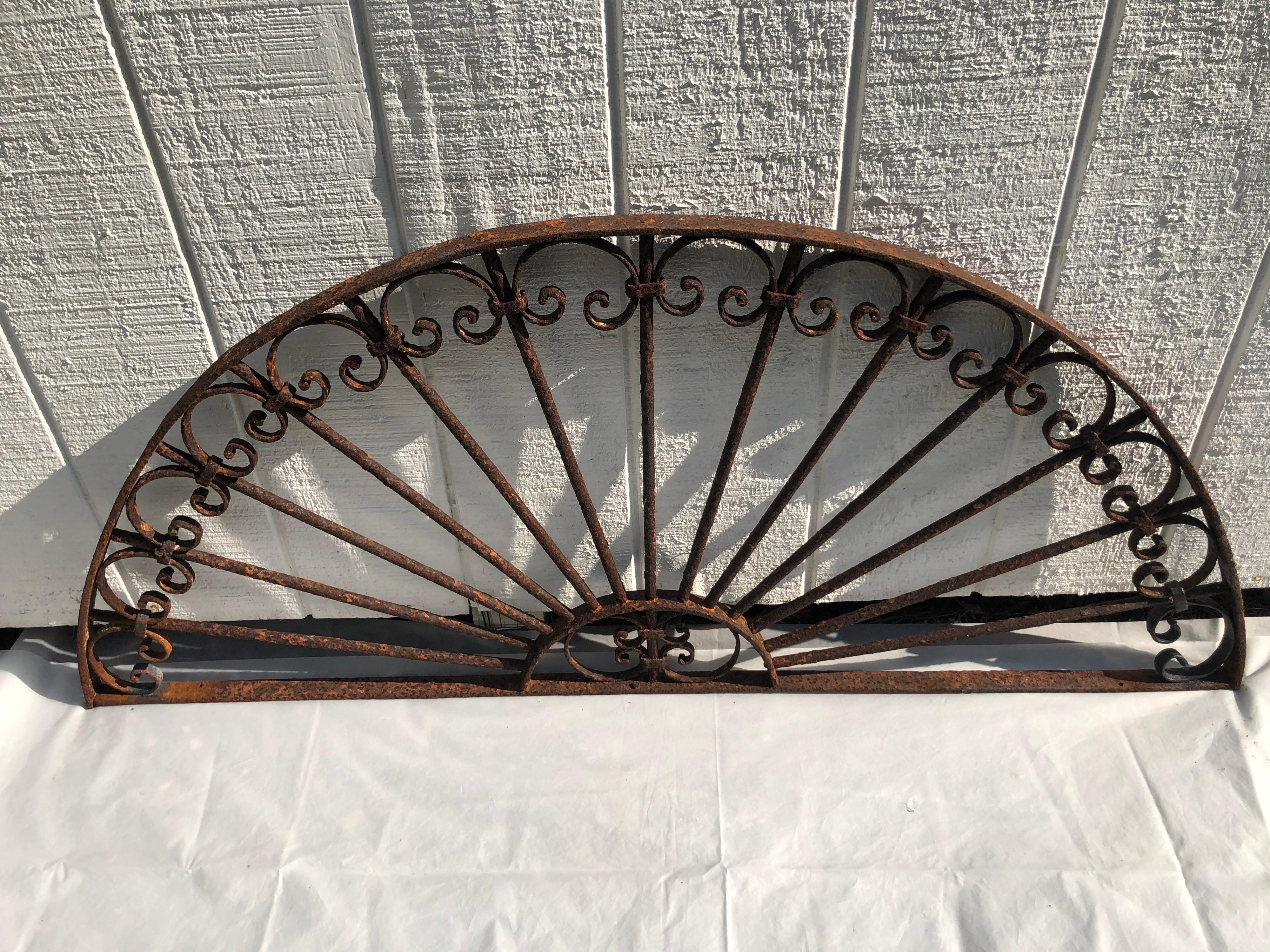 Antique Wrought Iron Decorative Transom For Sale 11
