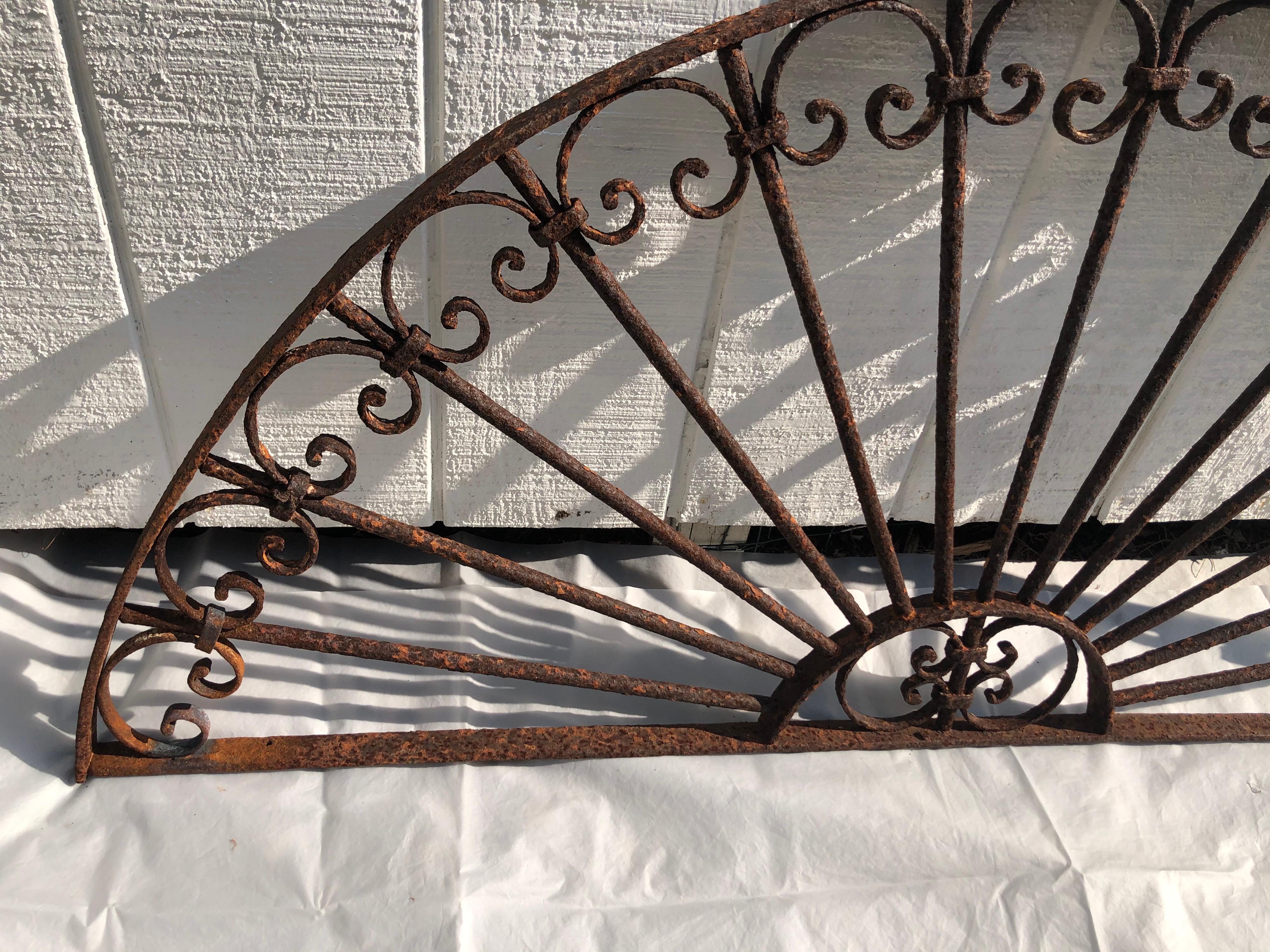 Art Nouveau Antique Wrought Iron Decorative Transom For Sale