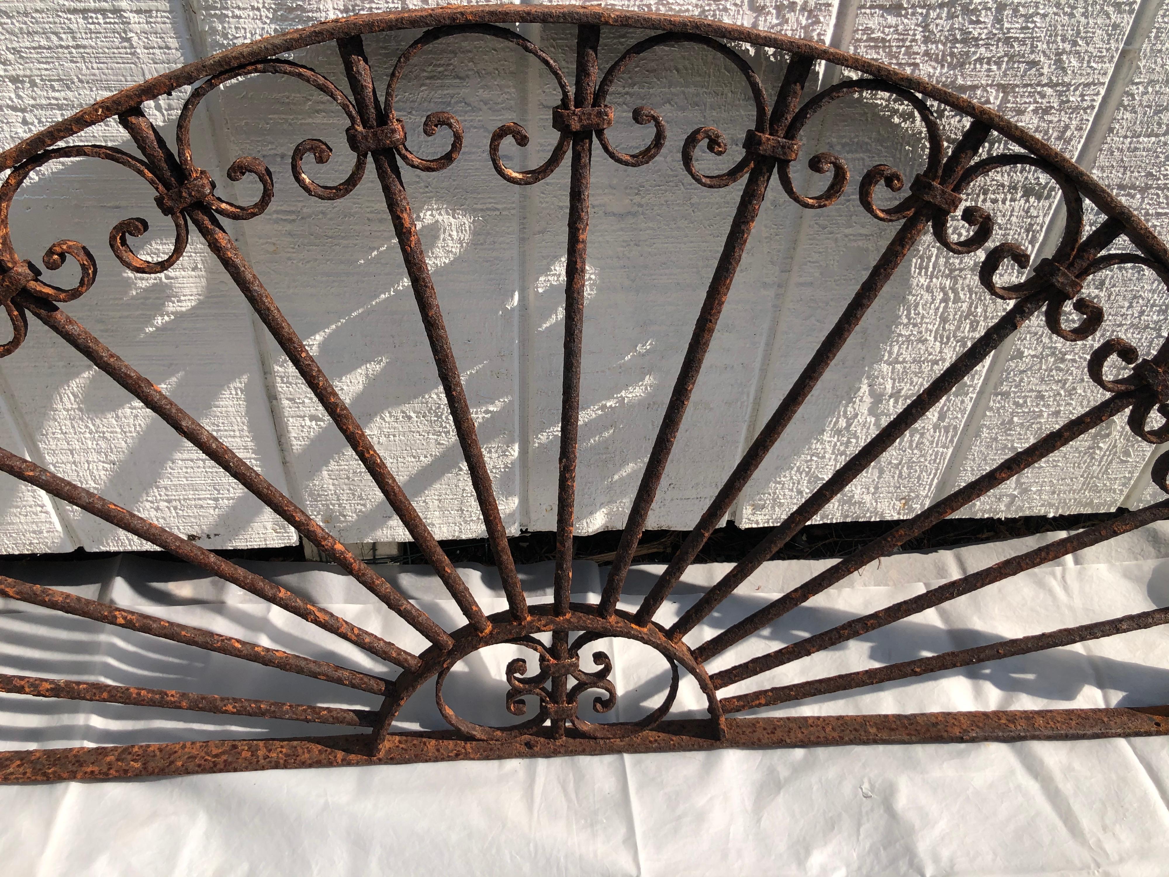 Hand-Crafted Antique Wrought Iron Decorative Transom For Sale