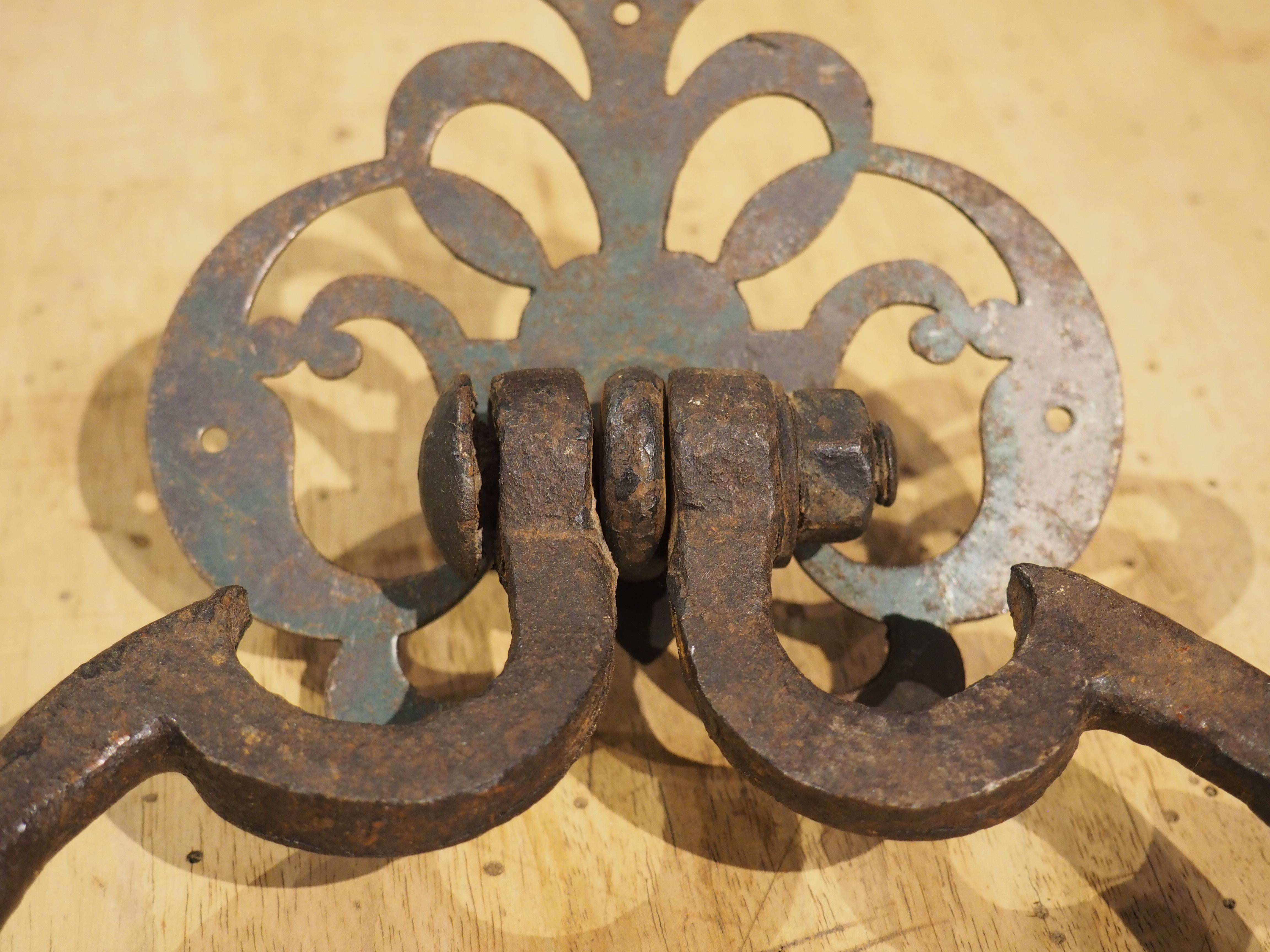 French Antique Wrought Iron Door Knocker from France, 18th Century