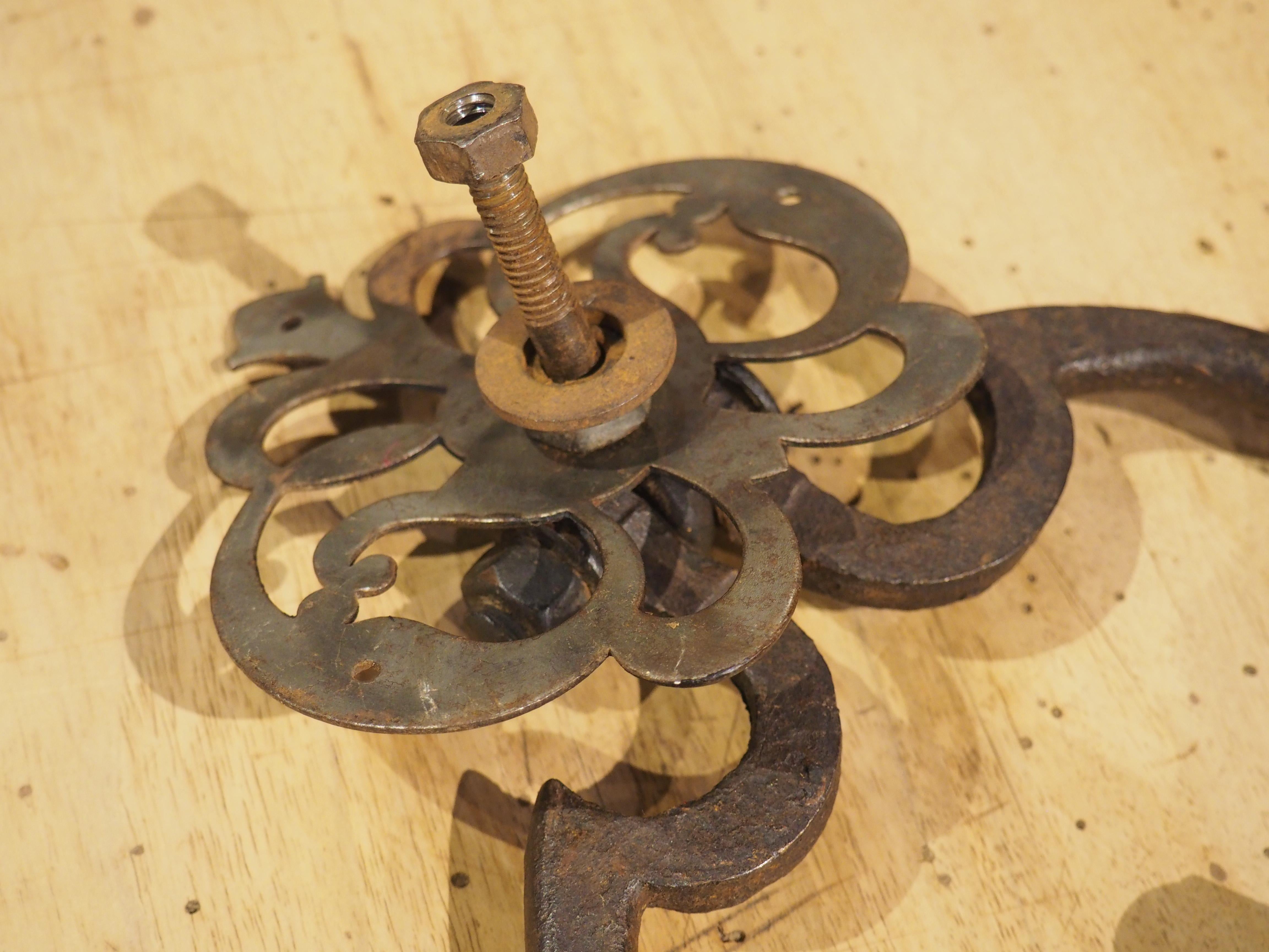 Antique Wrought Iron Door Knocker from France, 18th Century In Good Condition In Dallas, TX
