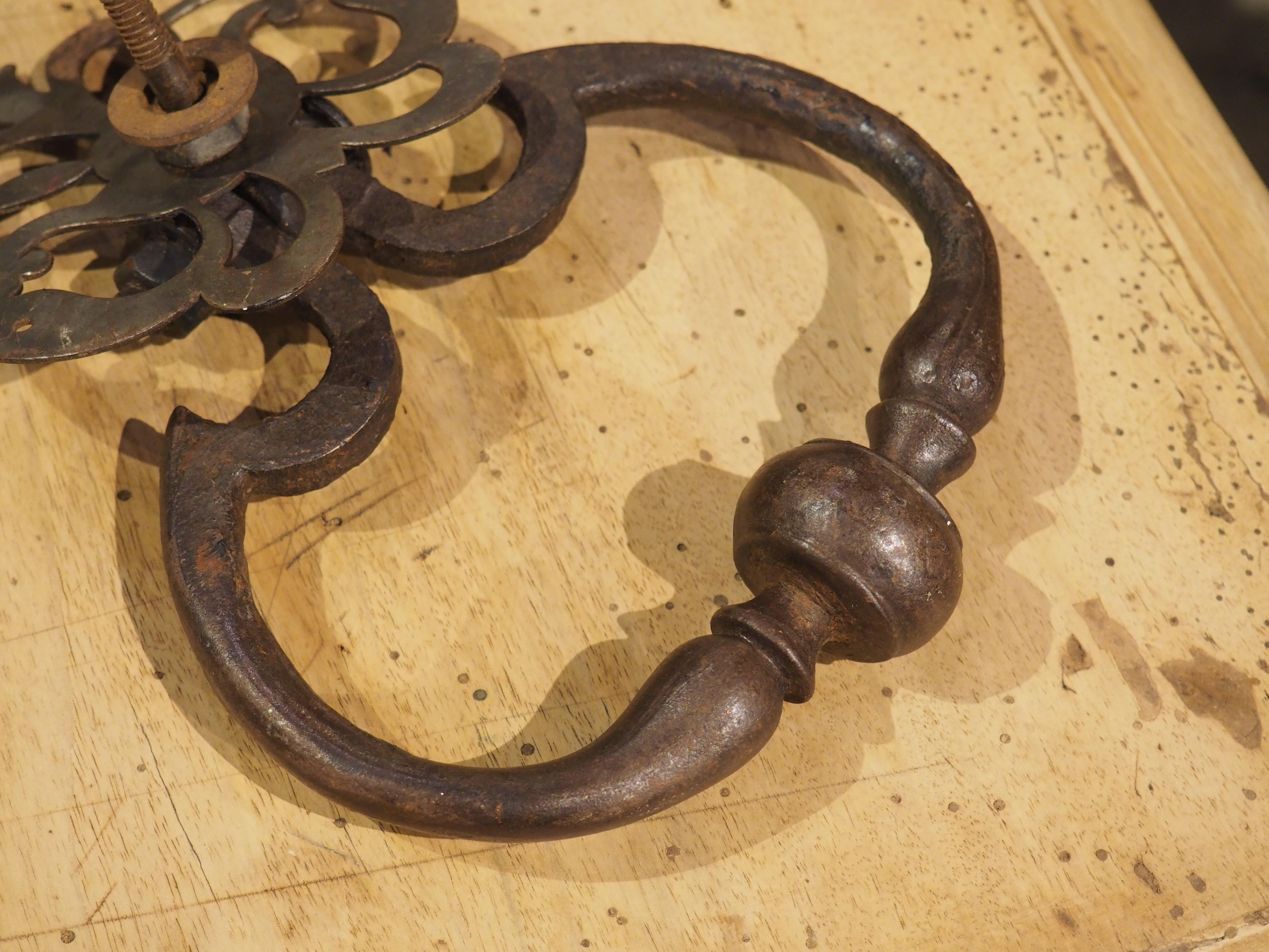 18th Century and Earlier Antique Wrought Iron Door Knocker from France, 18th Century
