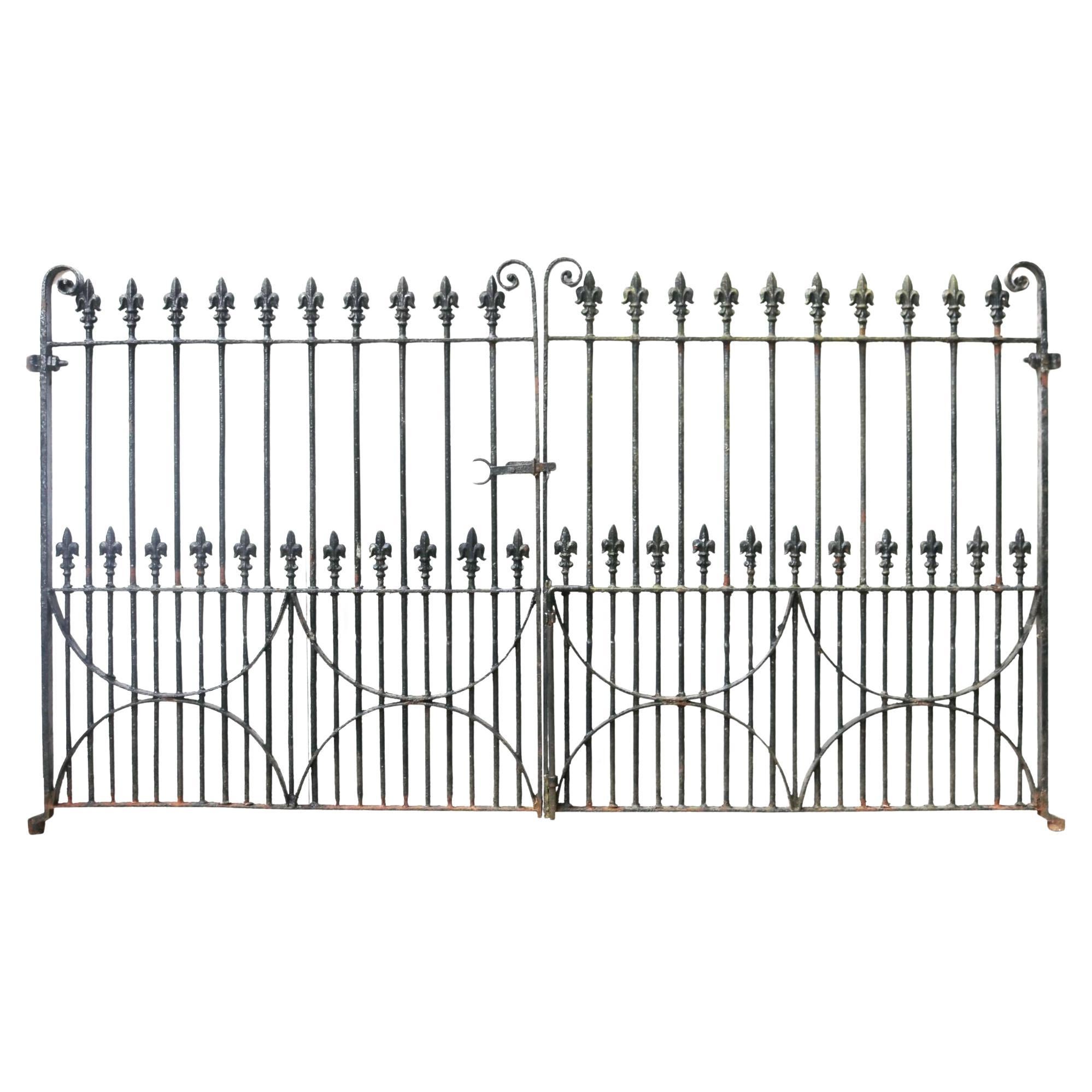 Antique Wrought Iron Driveway Gates (10 ft) For Sale