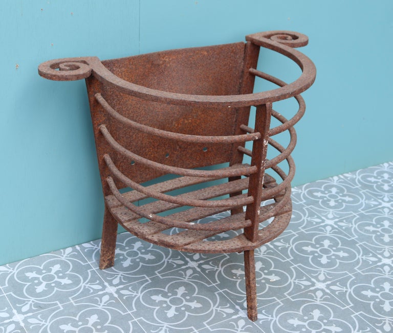 19th Century Antique Wrought Iron Fire Basket For Sale