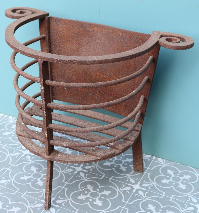 Antique Wrought Iron Fire Basket For Sale at 1stDibs