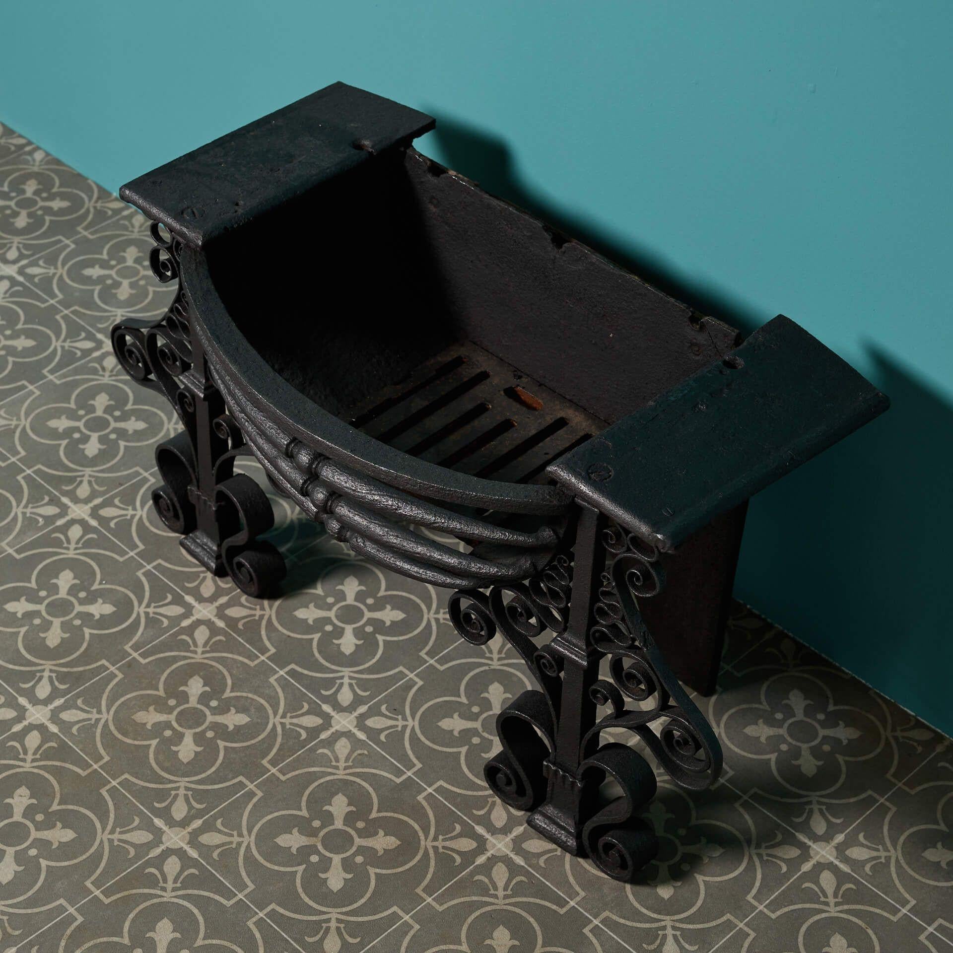 Arts and Crafts Antique Wrought Iron Fire Grate For Sale