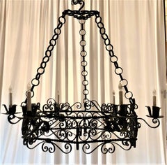 Antique French Wrought Iron Fixture, circa 1900-1910