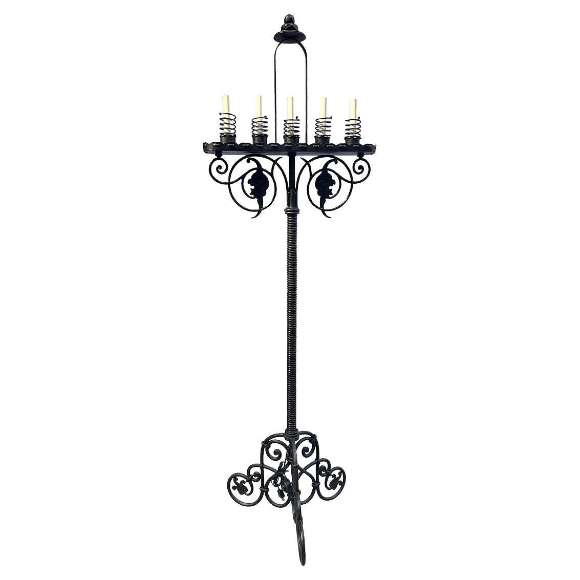 Antique Wrought Iron Floor Lamp