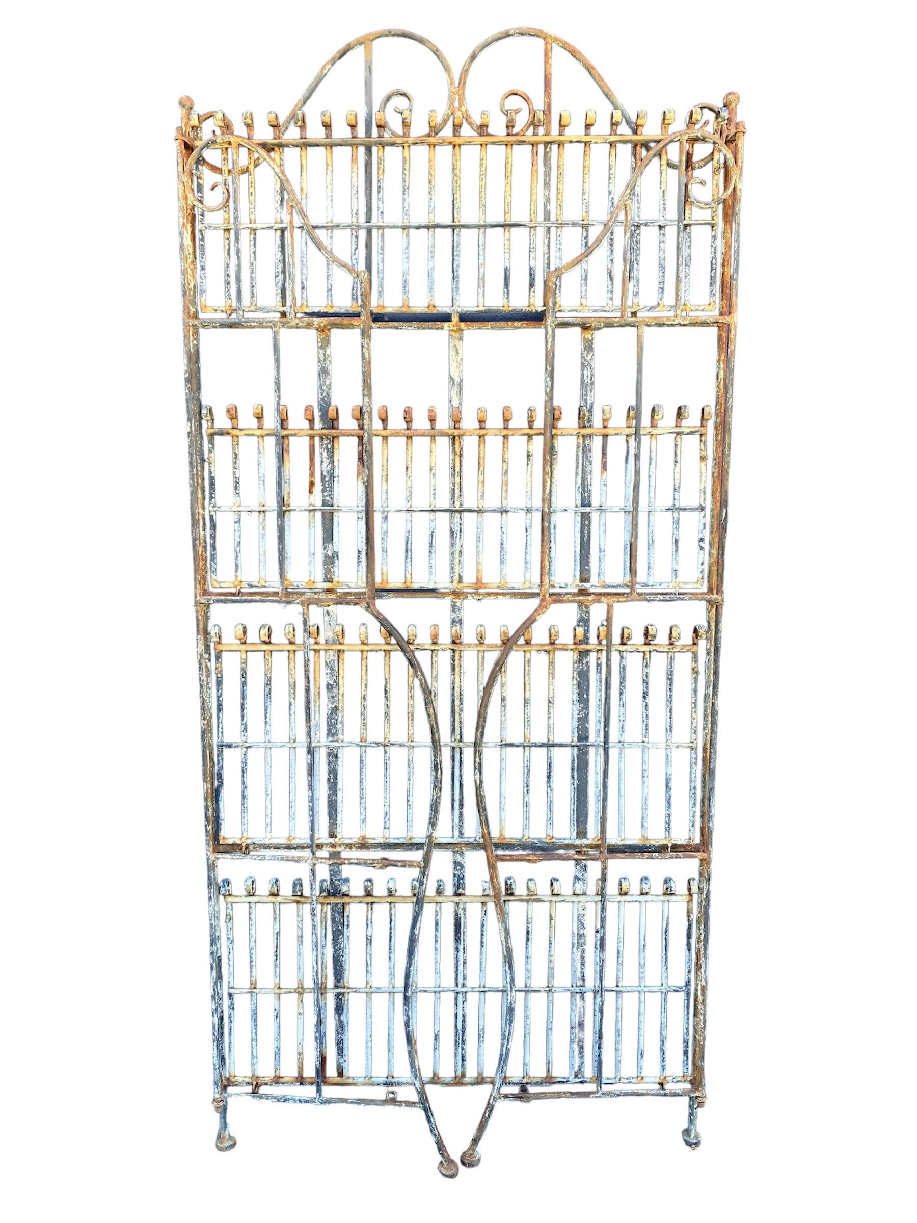 Mid-20th Century Antique Wrought Iron Foldable French Shelf Rack
