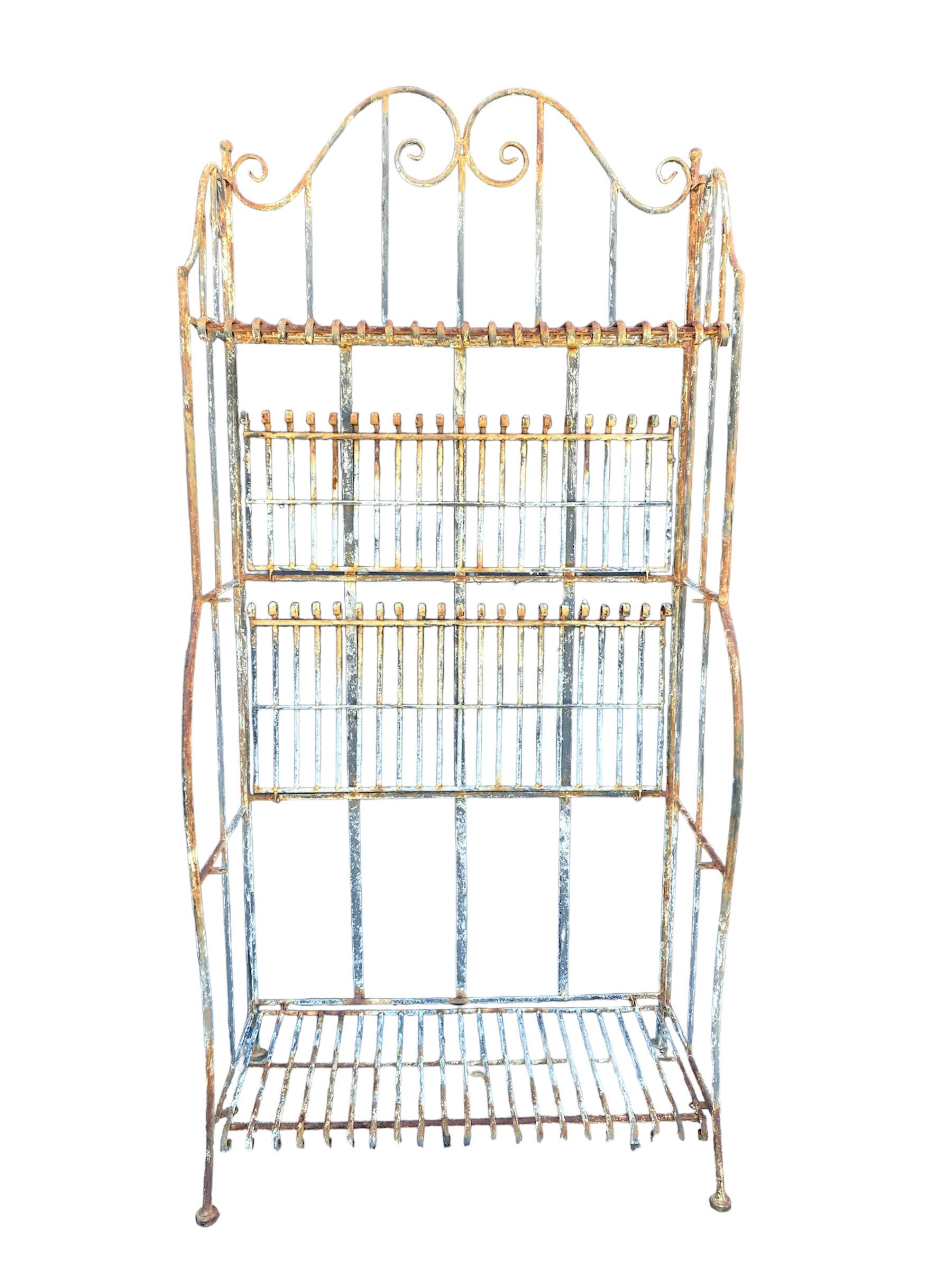 Antique Wrought Iron Foldable French Shelf Rack 1
