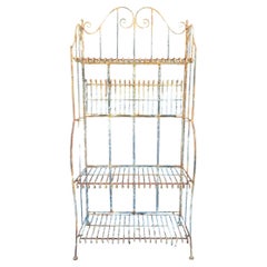 Antique French scaffale pieghevole in ferro battuto