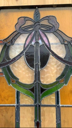 Antigua vidriera / puerta con marco de hierro forjado