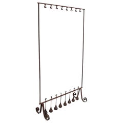 Antique Wrought Iron Free Standing Coat Gray Rack