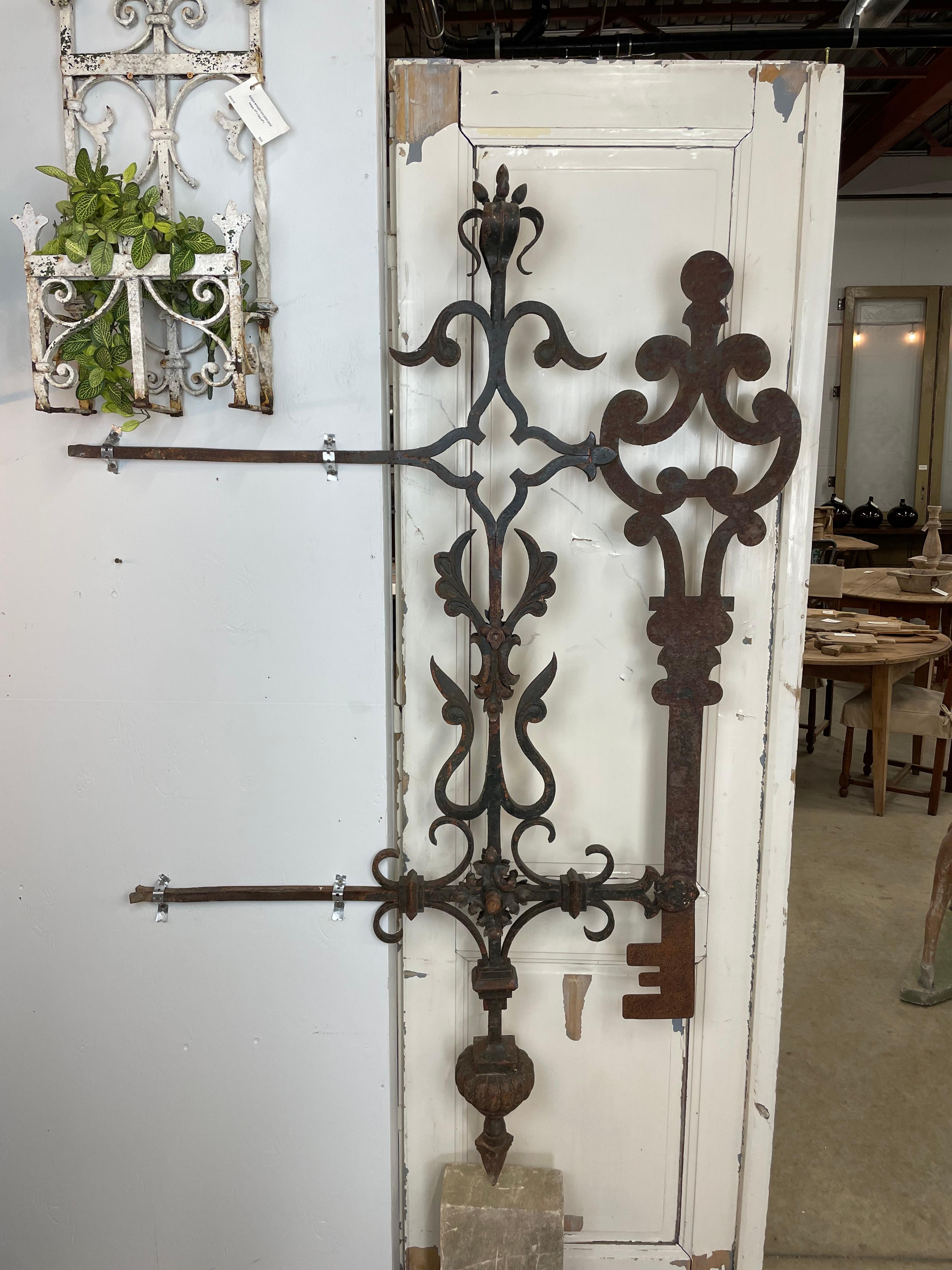 Neoclassical Antique Wrought Iron French Locksmith Sign For Sale