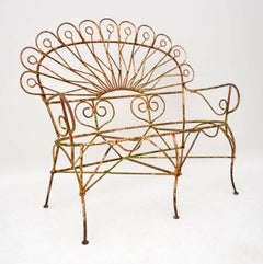 Antique Wrought Iron Garden Bench, Chairs and Table