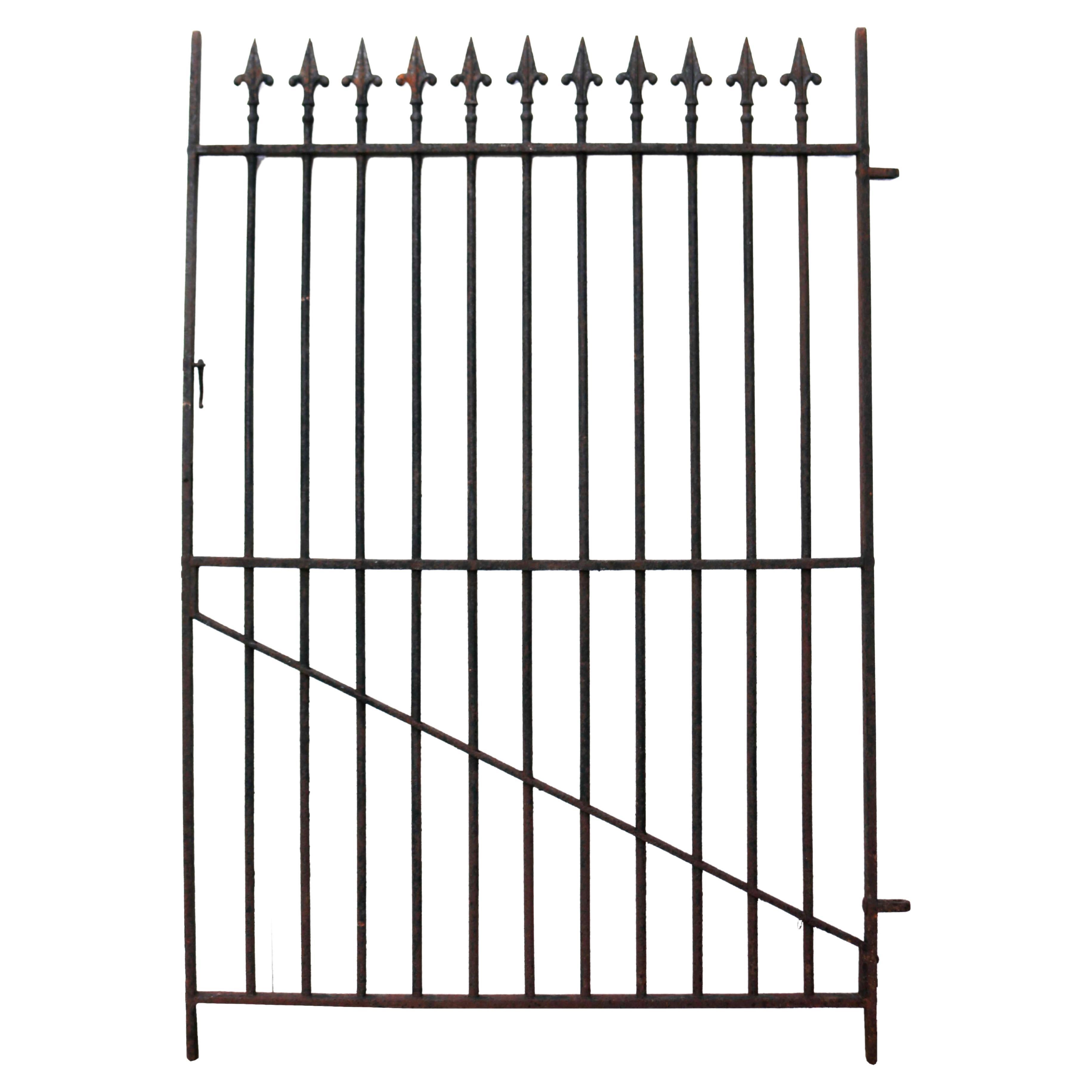 Antique Wrought Iron Gate with Decorative Finials