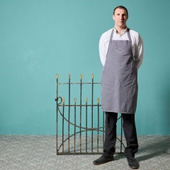 Antique Wrought Iron Gate with Gold Arrowhead Finials