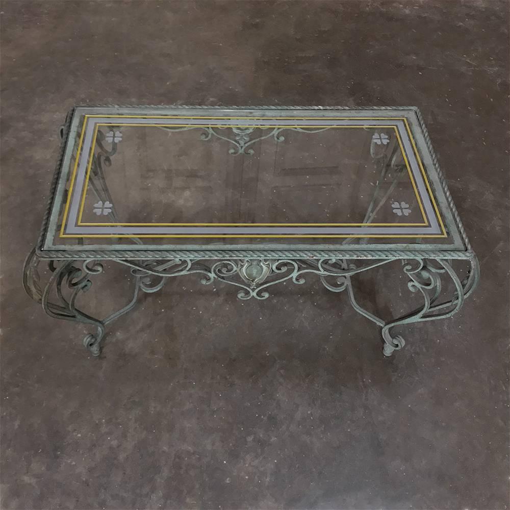 antique glass top coffee table