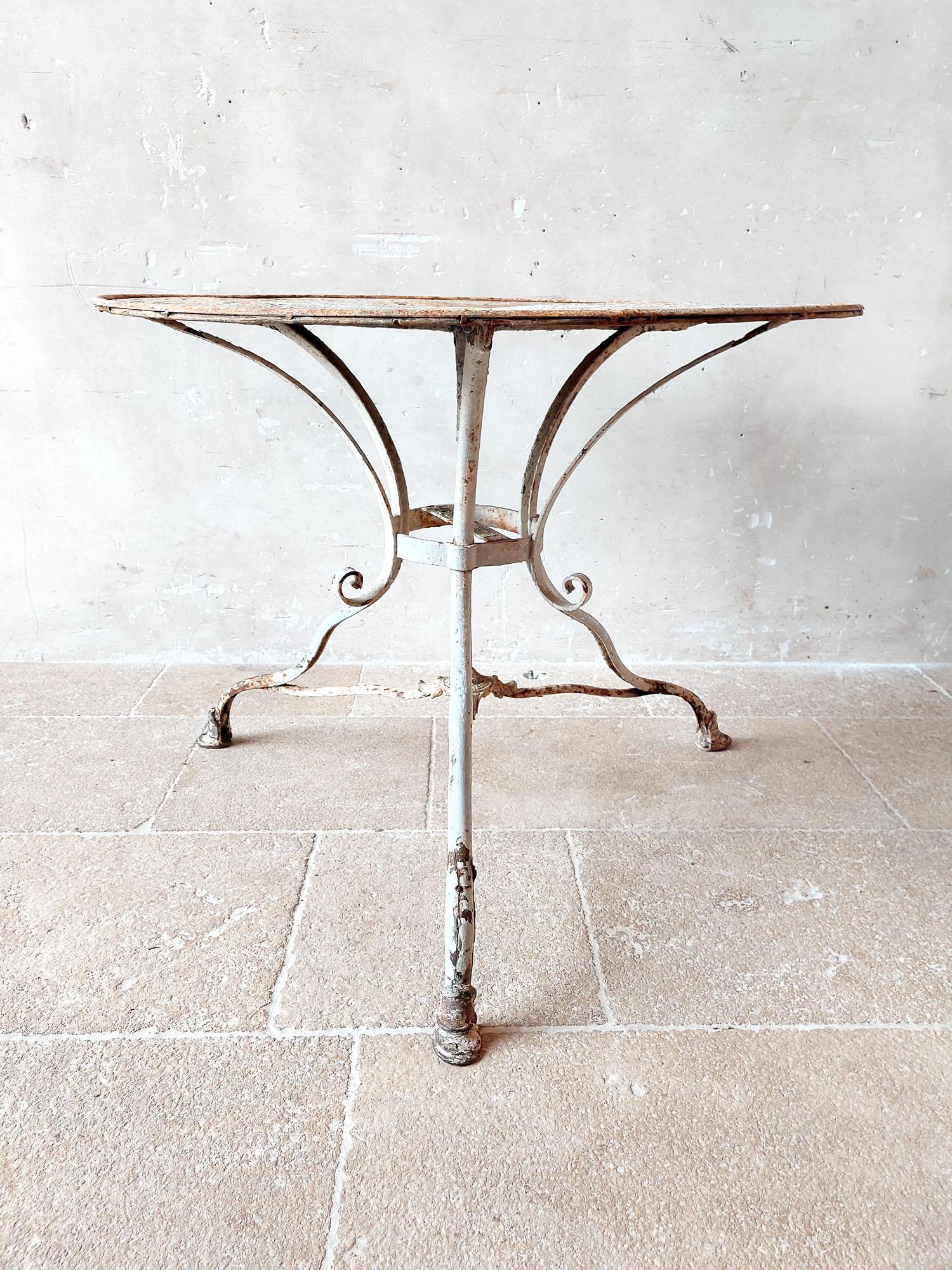 French Antique wrought iron Grassin a Arras garden table For Sale