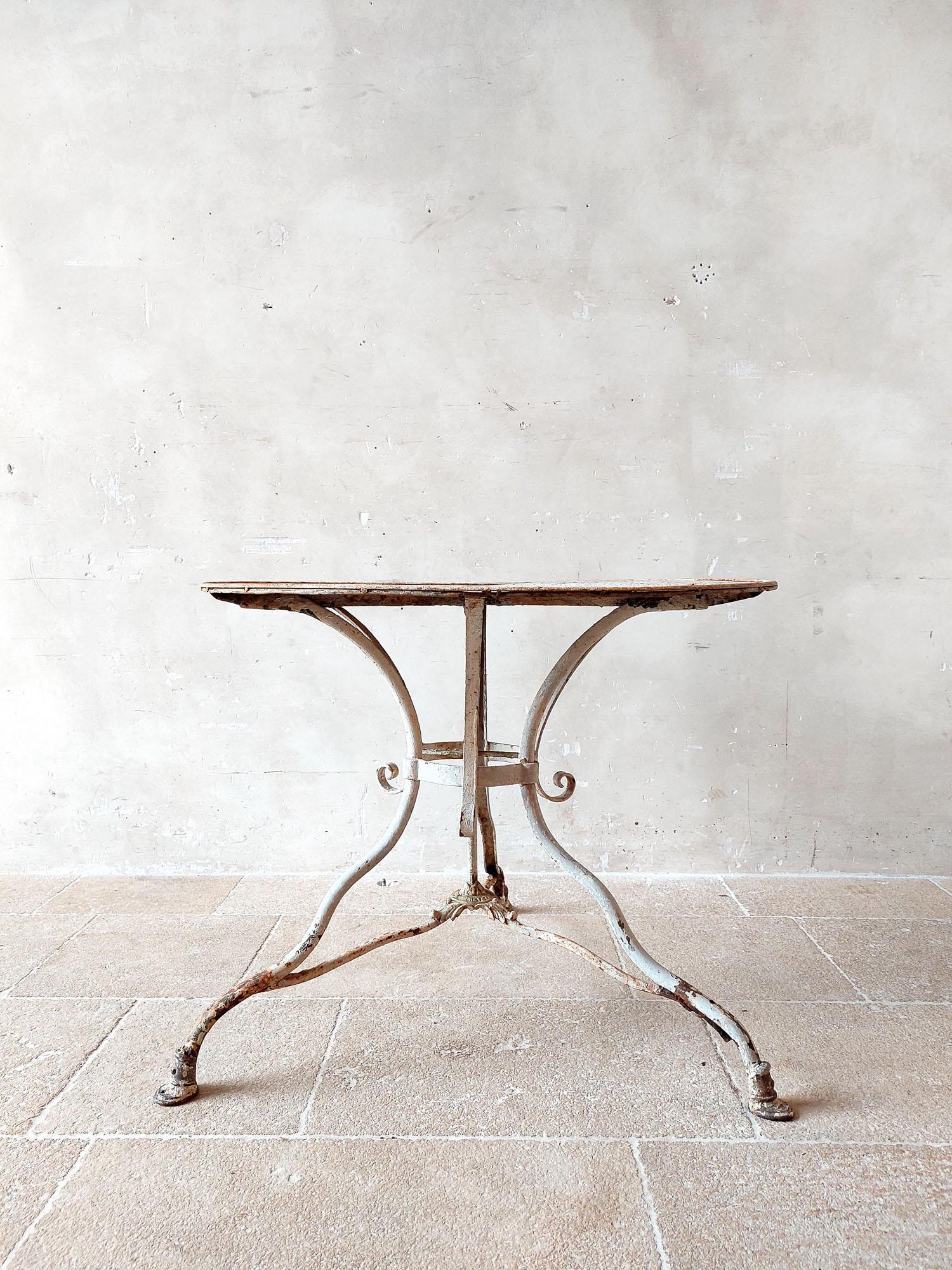 Wrought Iron Antique wrought iron Grassin a Arras garden table For Sale