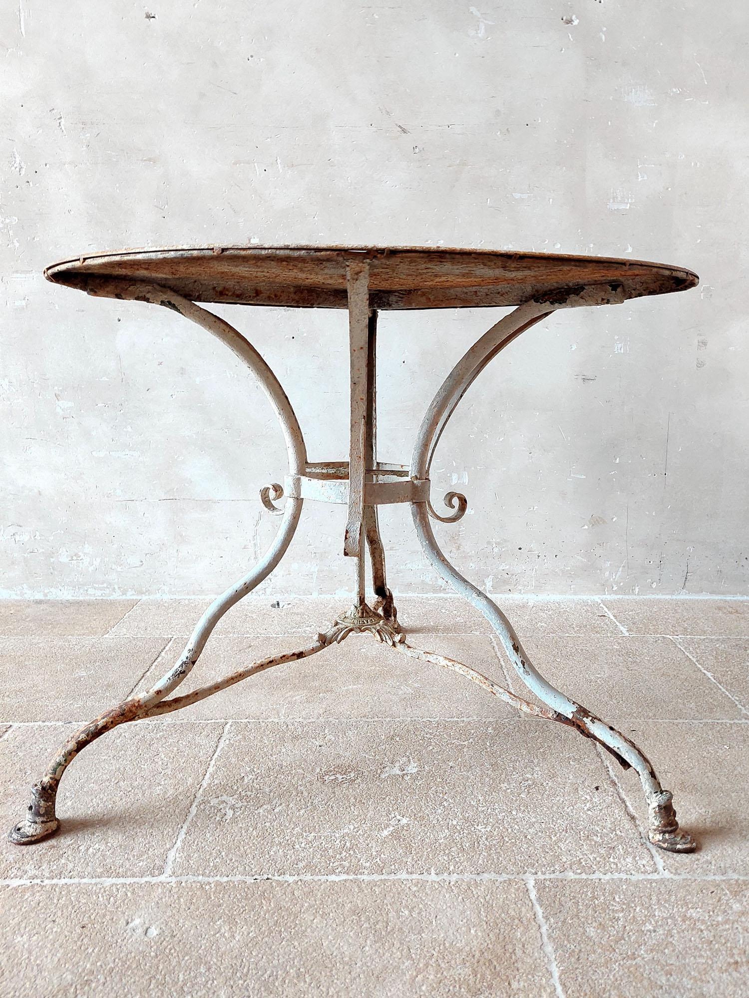 Antique wrought iron Grassin a Arras garden table For Sale 1