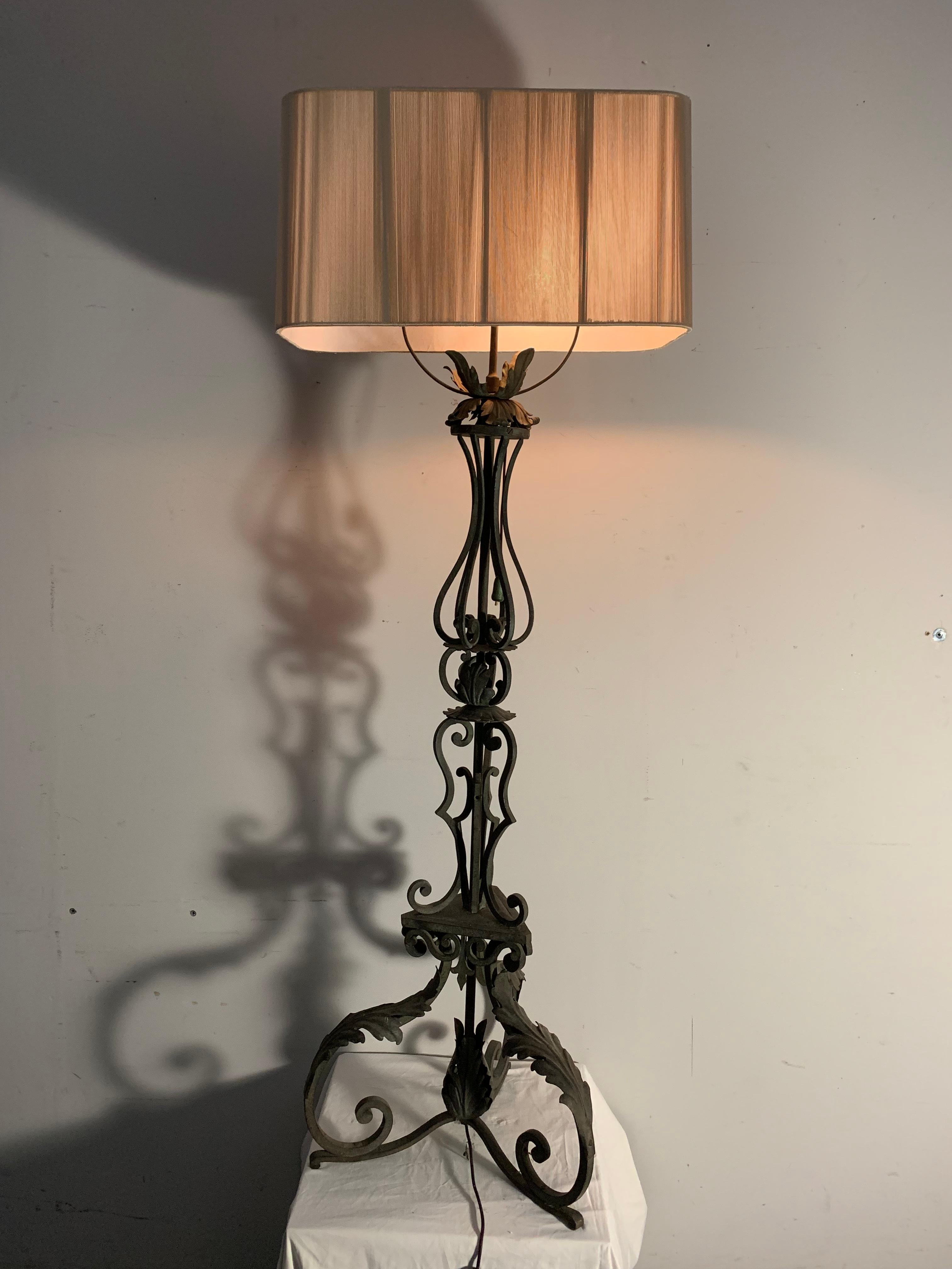 Antique Wrought Iron Ground Lamp, 1890s For Sale 14