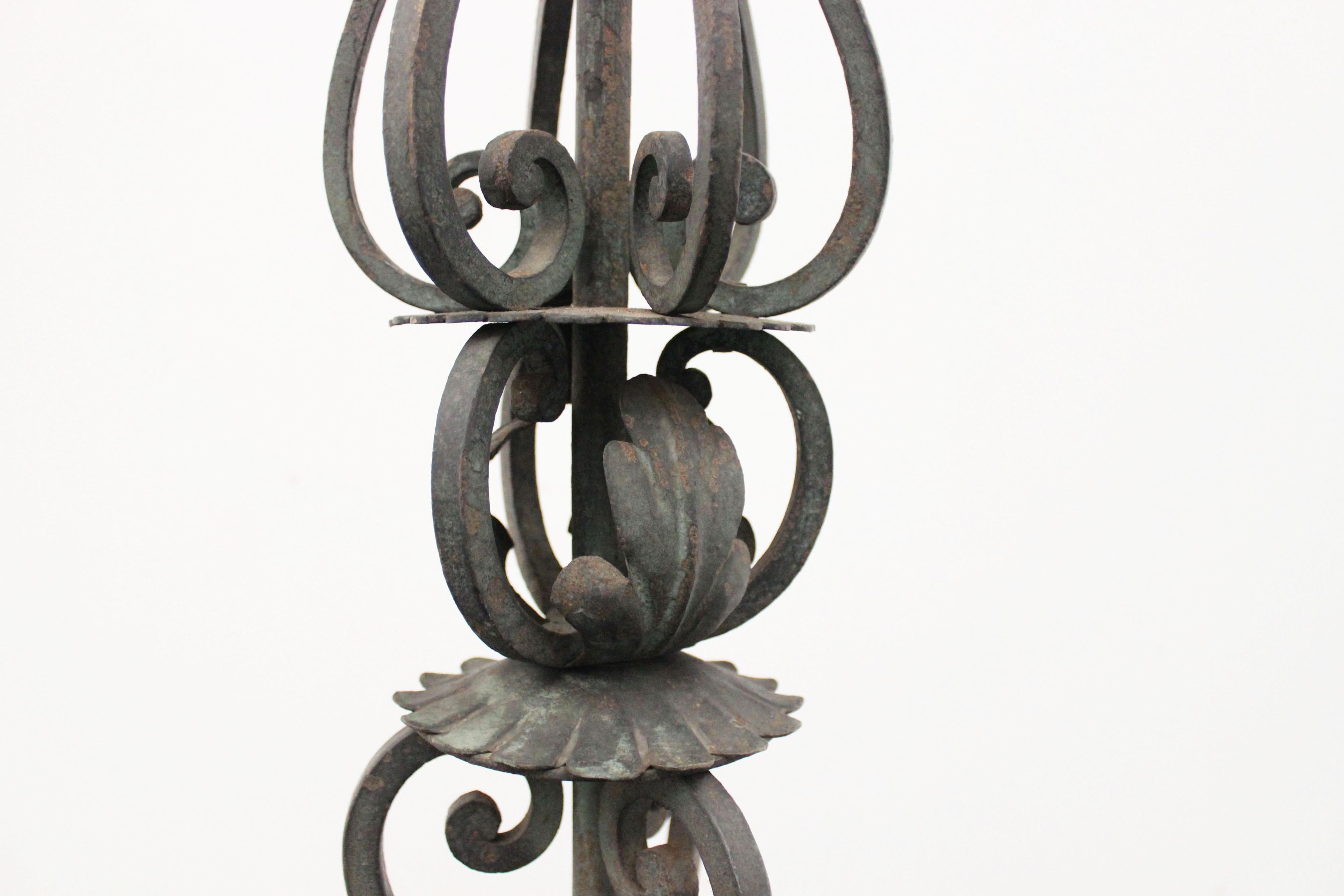 Antique Wrought Iron Ground Lamp, 1890s For Sale 2