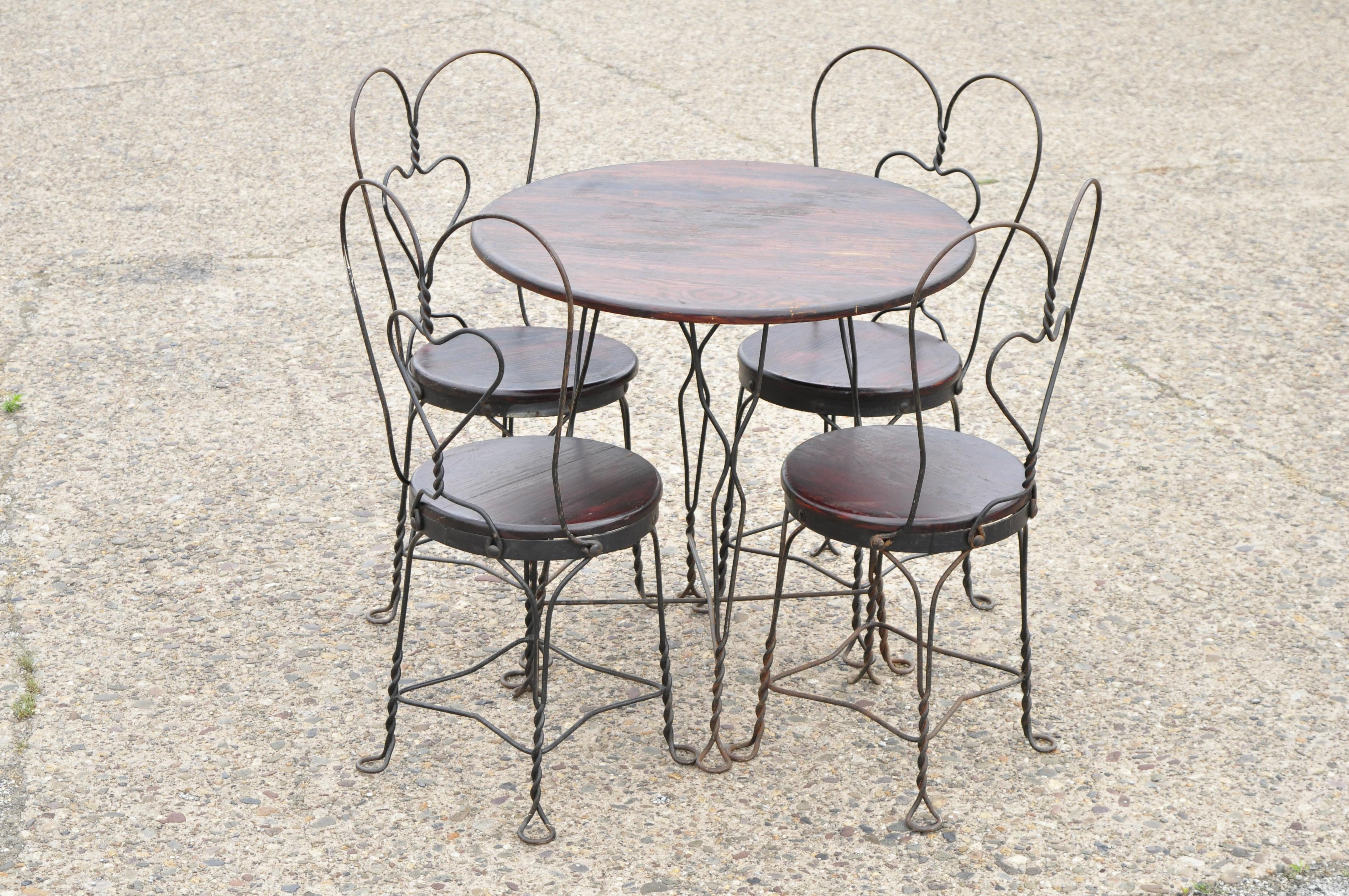 Wrought Iron Ice Cream Parlor Table And Chairs