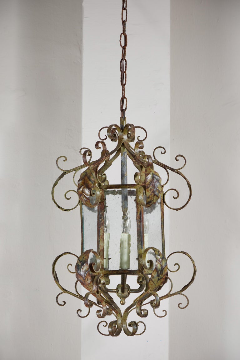 Antique Wrought Iron Lantern For Sale at 1stDibs
