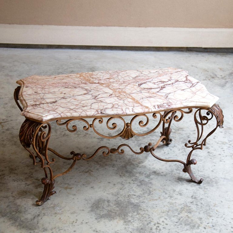 Antique Wrought Iron and Marble Coffee Table at 1stDibs wrought iron