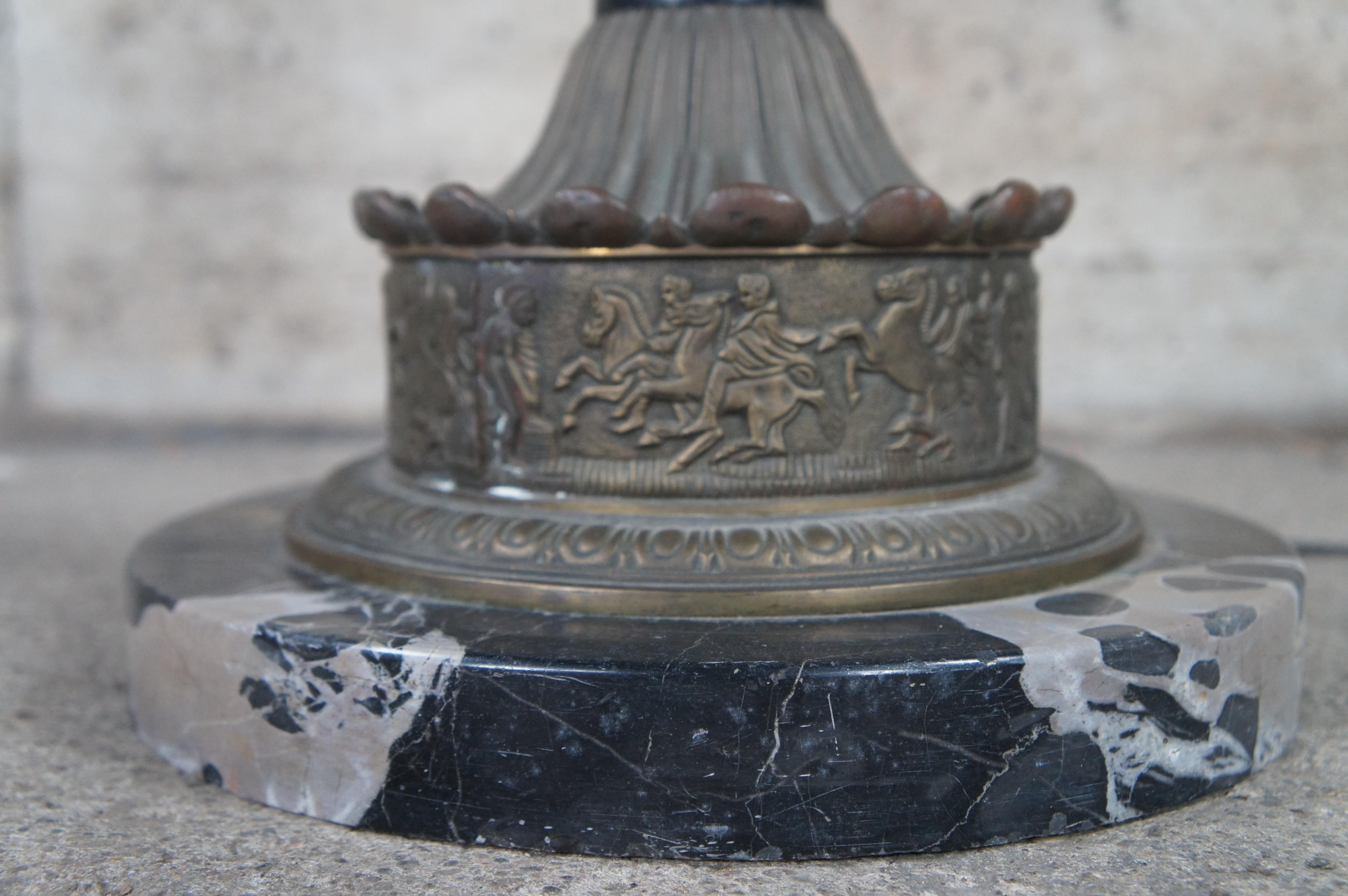 Antique Wrought Iron Marble Slag Glass Tiffany Style Floor Lamp 66