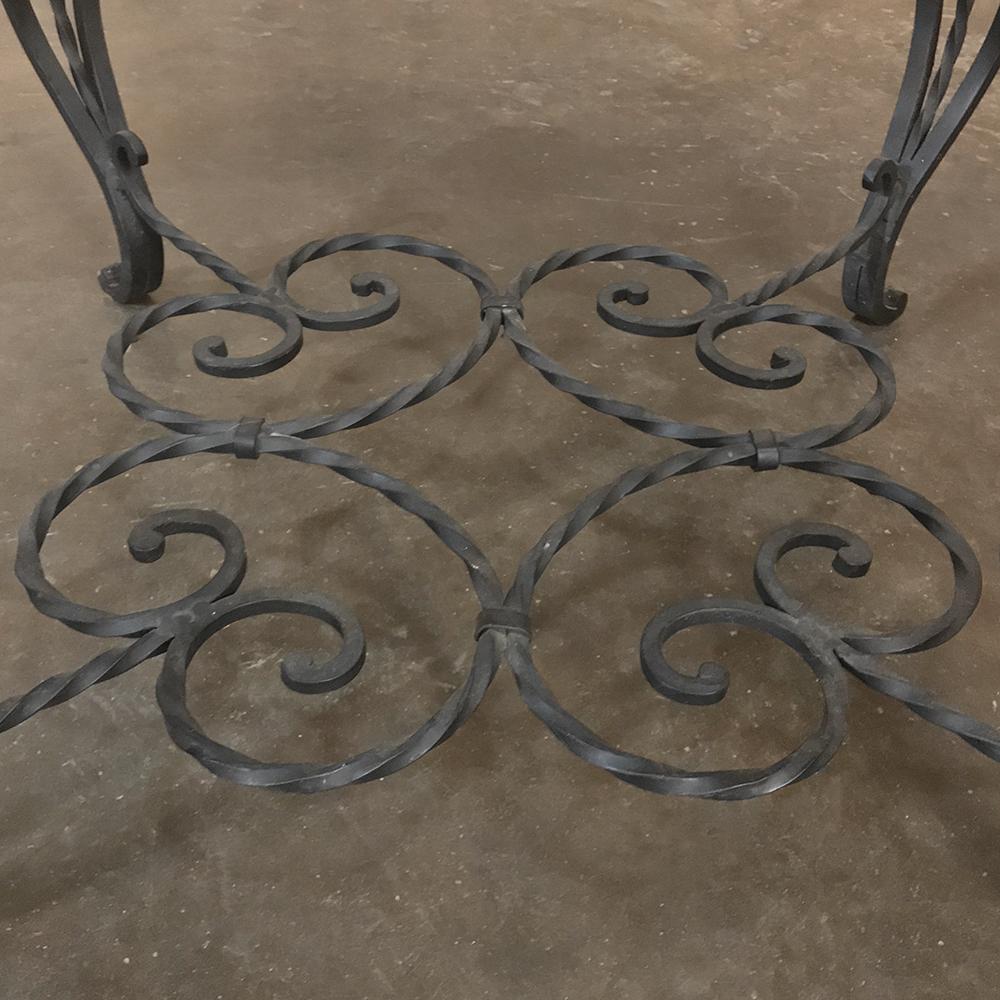 Mid-Century French Wrought Iron Marble-Top Coffee Table 3