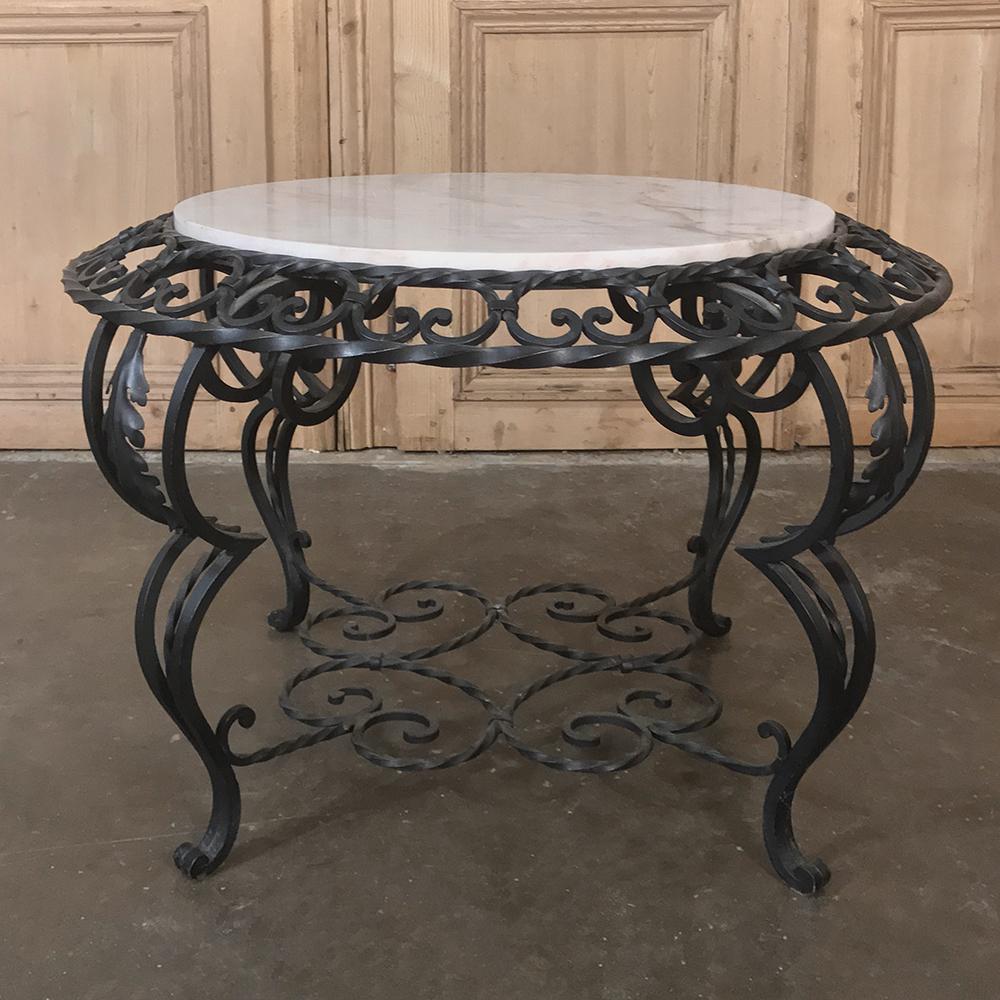 wrought iron marble top table