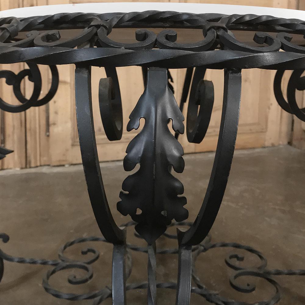 Mid-Century French Wrought Iron Marble-Top Coffee Table 2