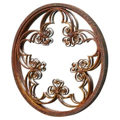 Antique Wrought Iron Mirror with Ornate Patterning