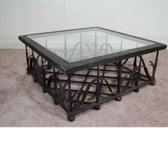 Antique Wrought Iron Mission Arts & Crafts Coffee Table Samuel Yellin Style