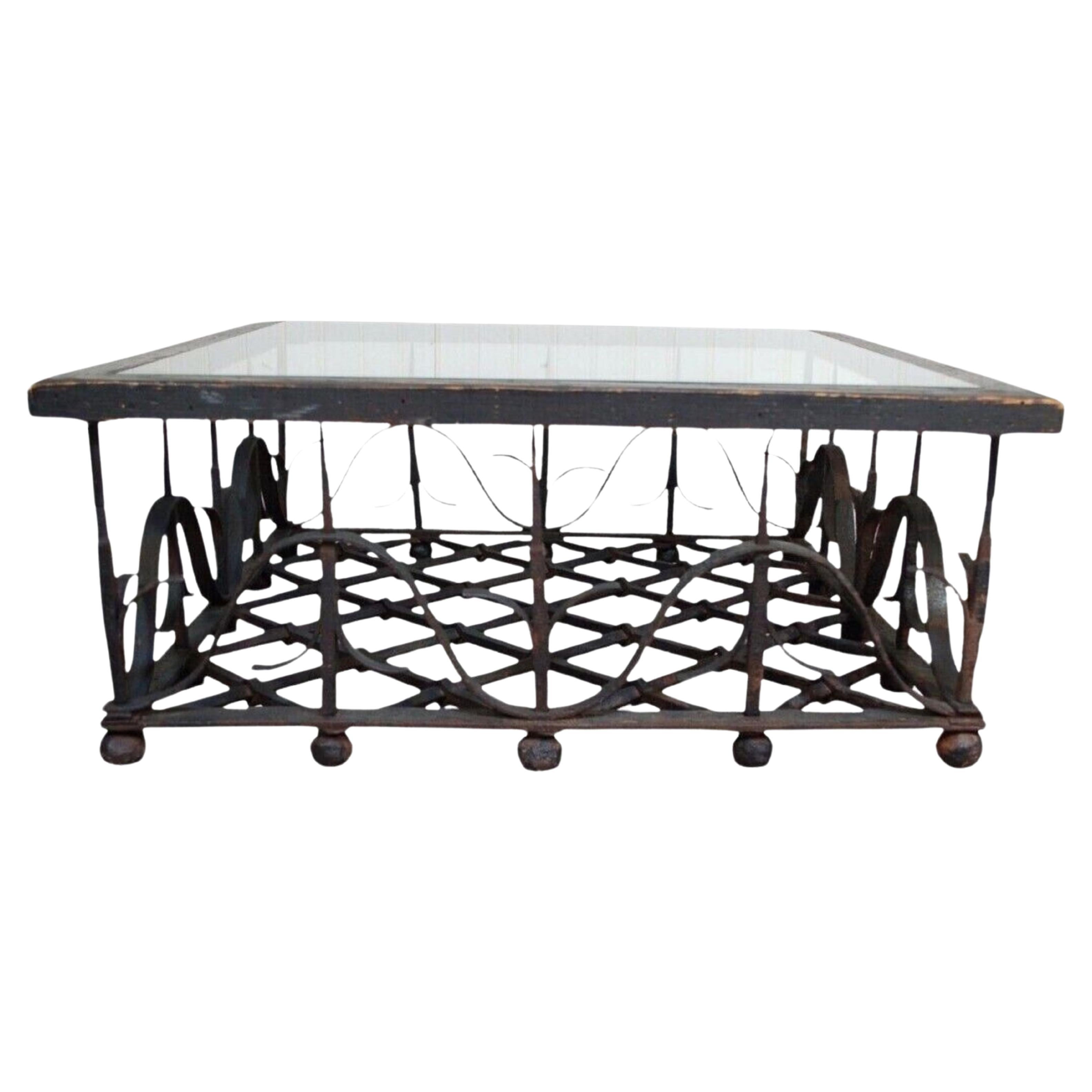 Antique Wrought Iron Mission Arts & Crafts Coffee Table Samuel Yellin Style For Sale