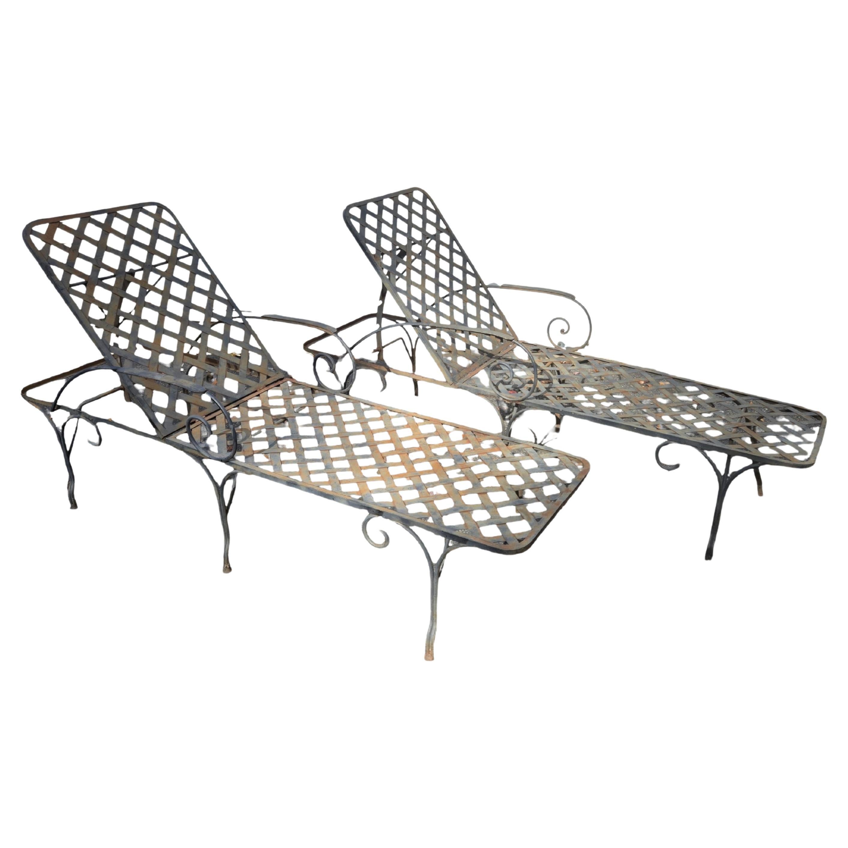 Antique Wrought Iron Patio Lounge Chairs