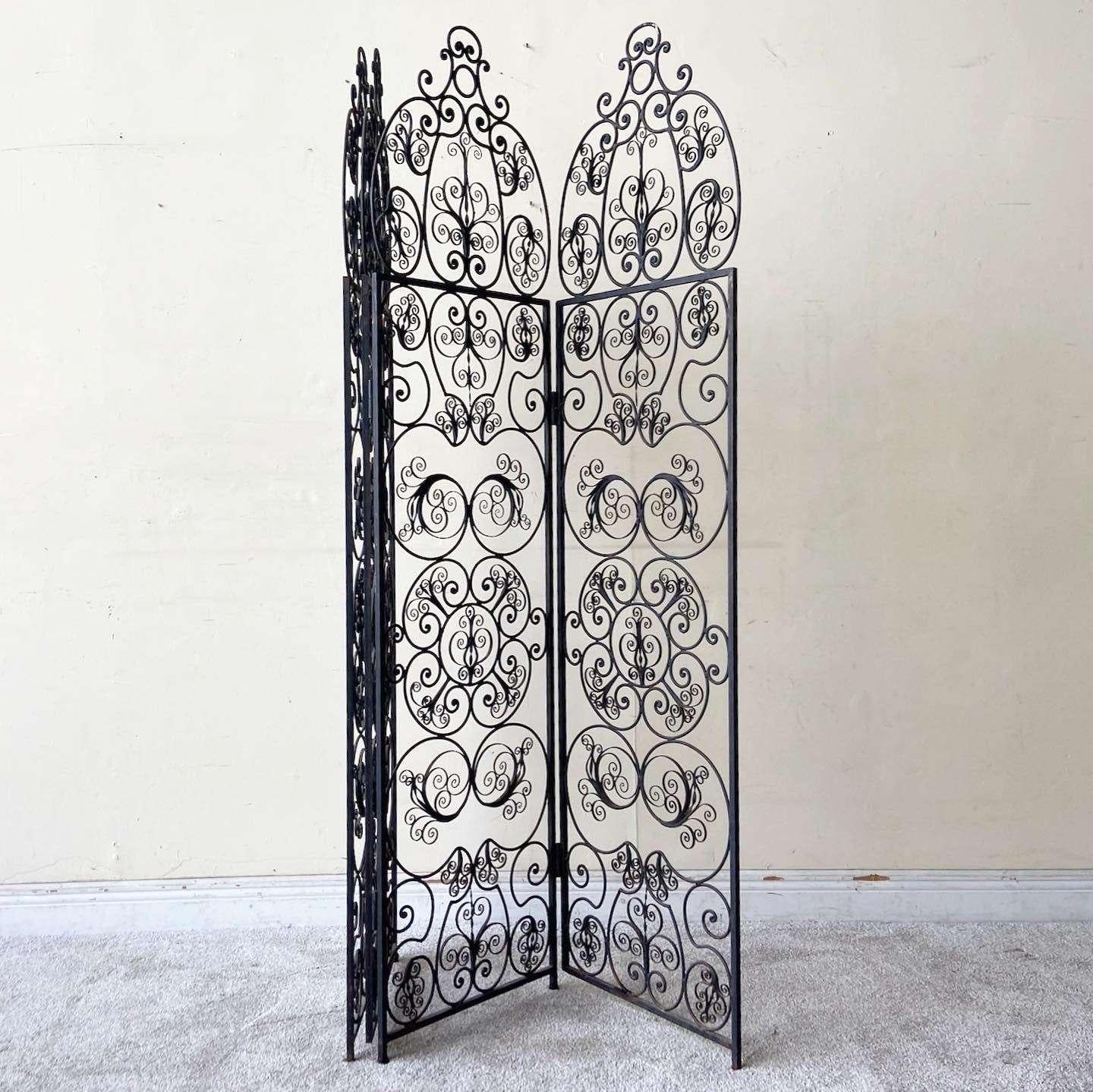 Antique Wrought Iron Room Divider - 4 Panels 1