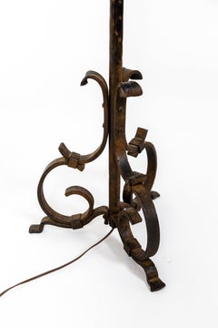Antique Wrought Iron Scroll Floor Lamp