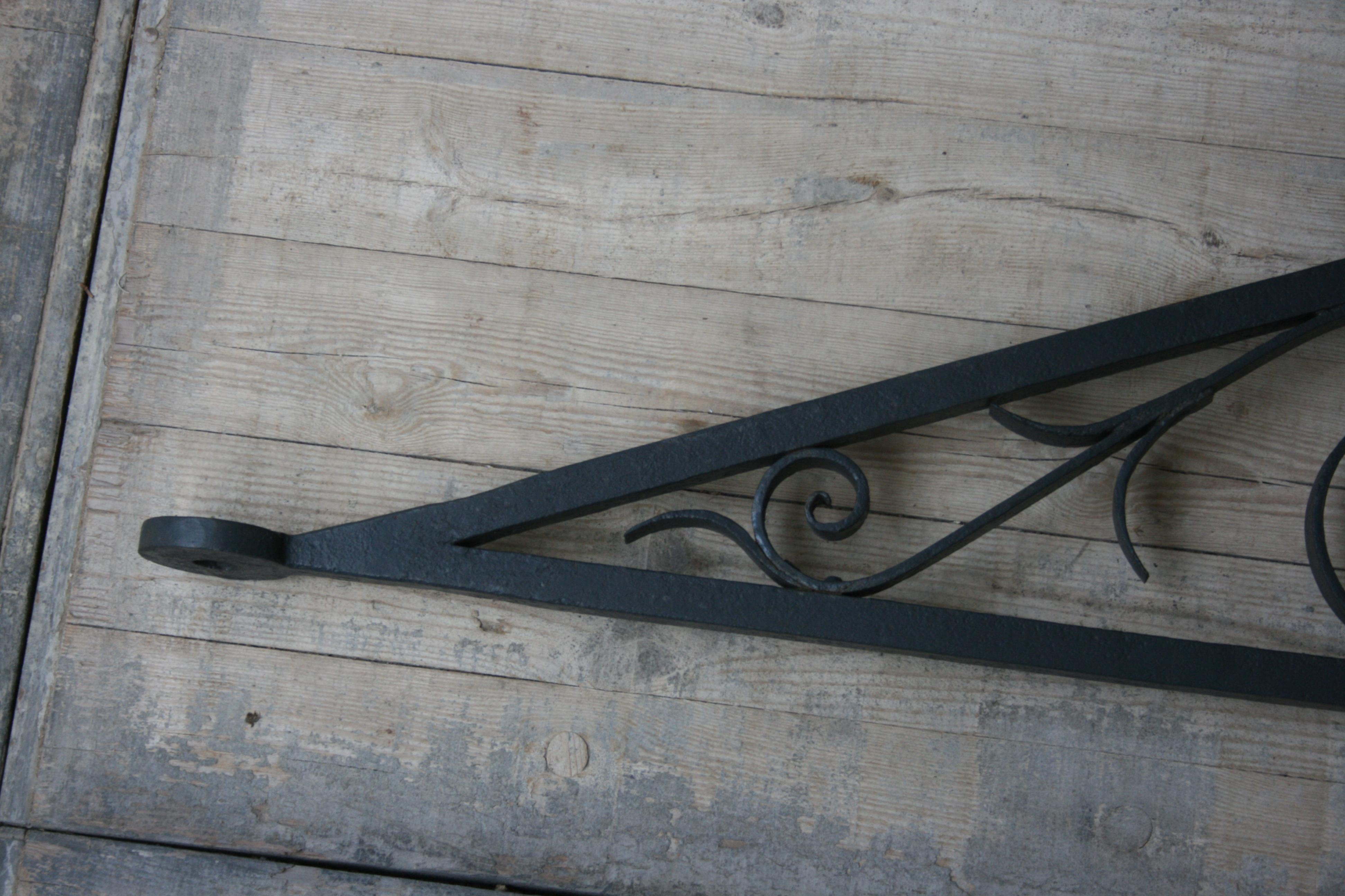 Country Antique Wrought Iron Shop Sign Bracket, Late 19th Century