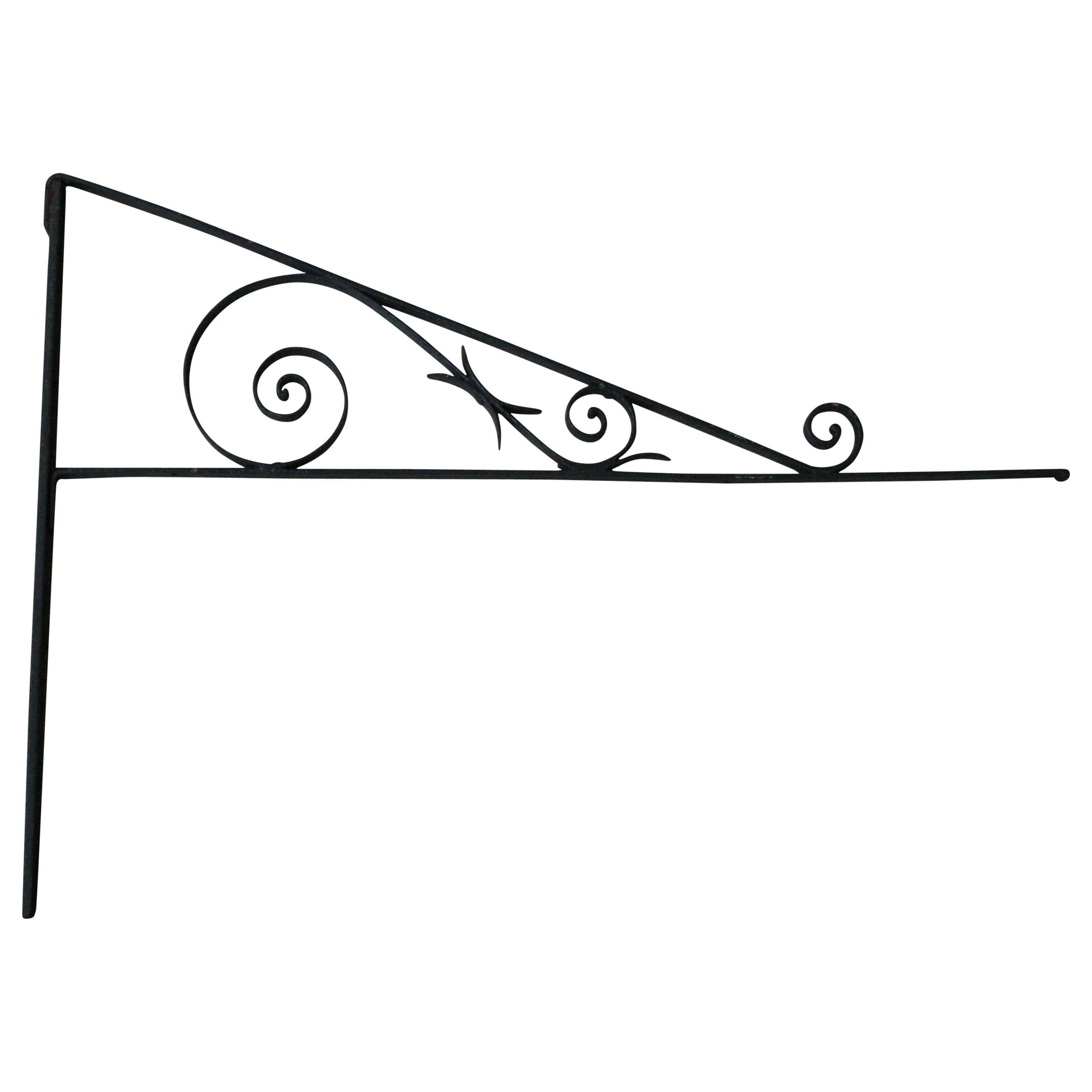 Antique Wrought Iron Shop Sign Bracket, Late 19th Century