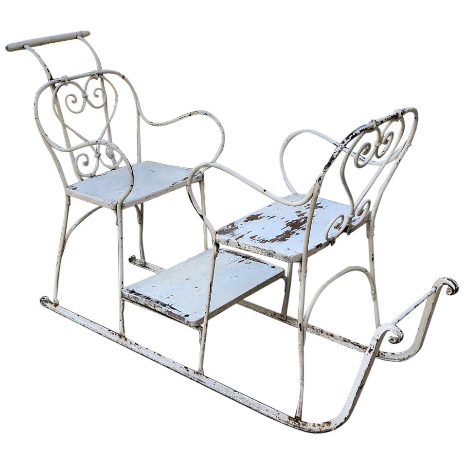 Antique Wrought Iron Sleigh in Country French Style For Sale