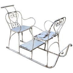 Antique Wrought Iron Sleigh in Country French Style