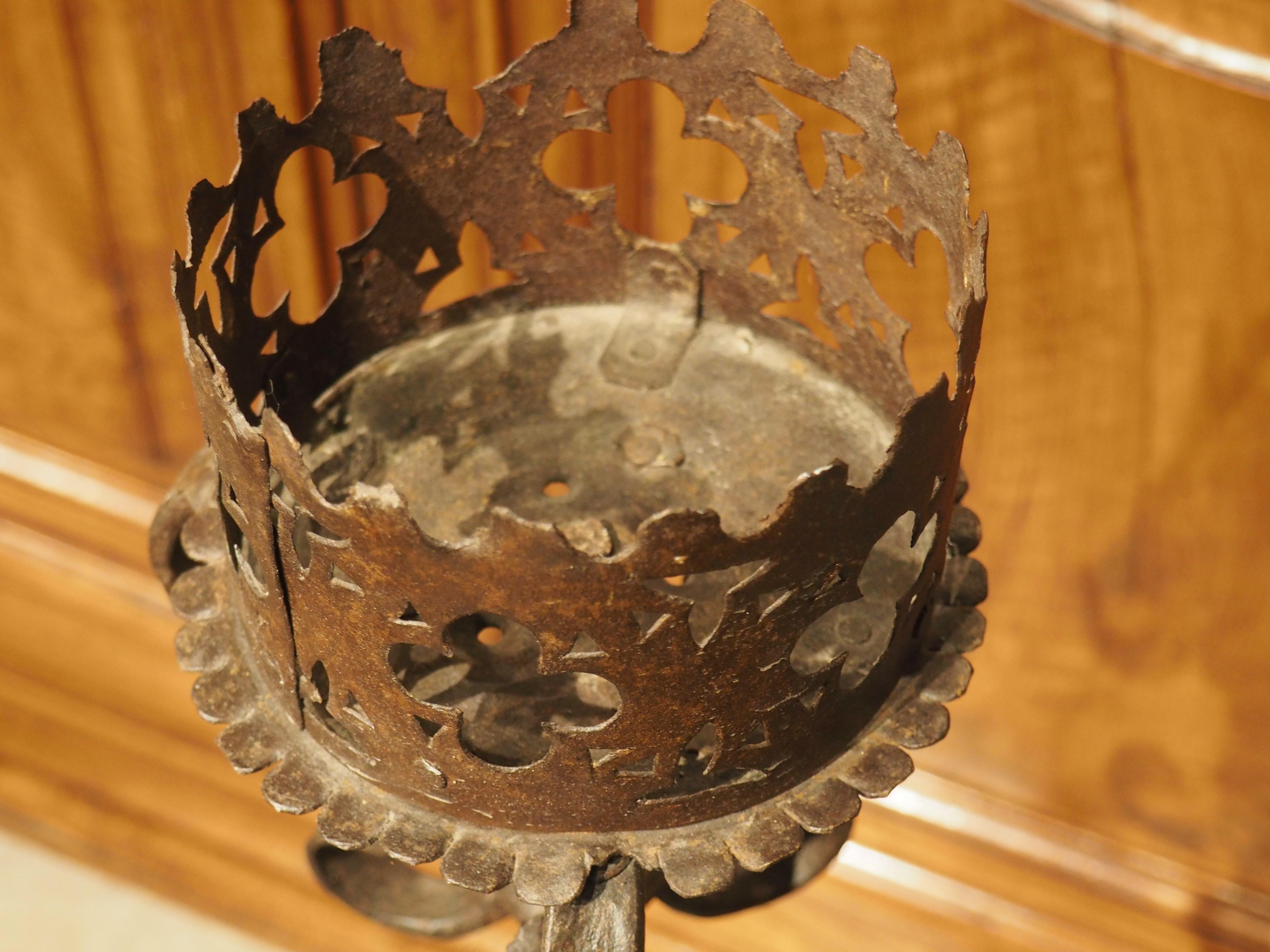 Antique Wrought Iron Spanish Candle Holder, Circa 1600 5